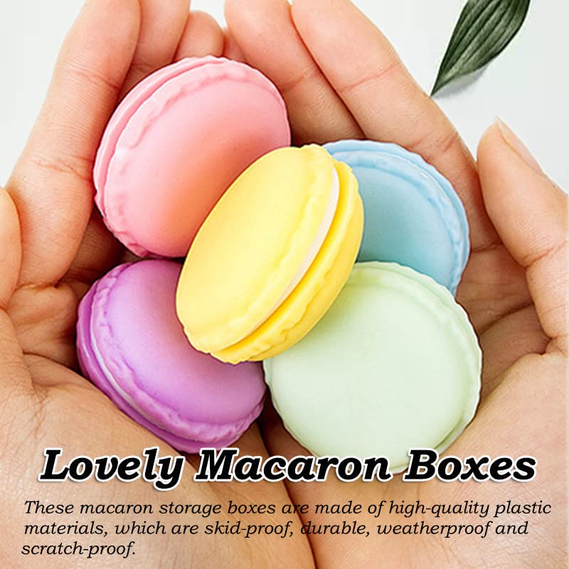 AKOAK 6-Piece Mini Macaron Candy Box Set - Jewelry Organizer for Earrings, Rings & Necklaces | Compact Storage for Headphones & SD Cards | Cute Round Pill Box for Travel & Daily Use