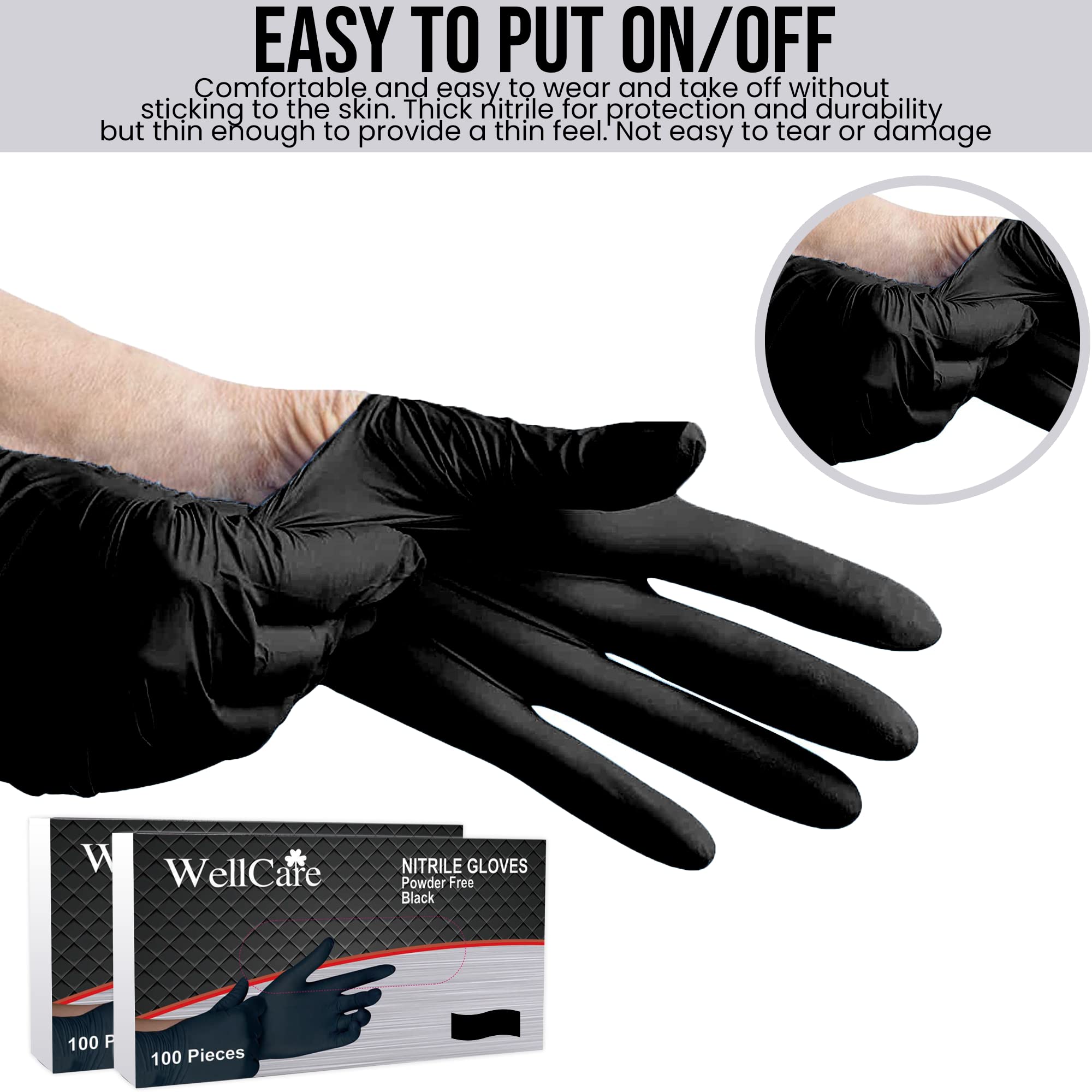 Premium Black Nitrile Gloves - 1000 Count (10 Boxes of 100) | 4.5mil Thick, Latex-Free, Disposable | Barber, Tattoo, Food Service, Medical & Cleaning Use