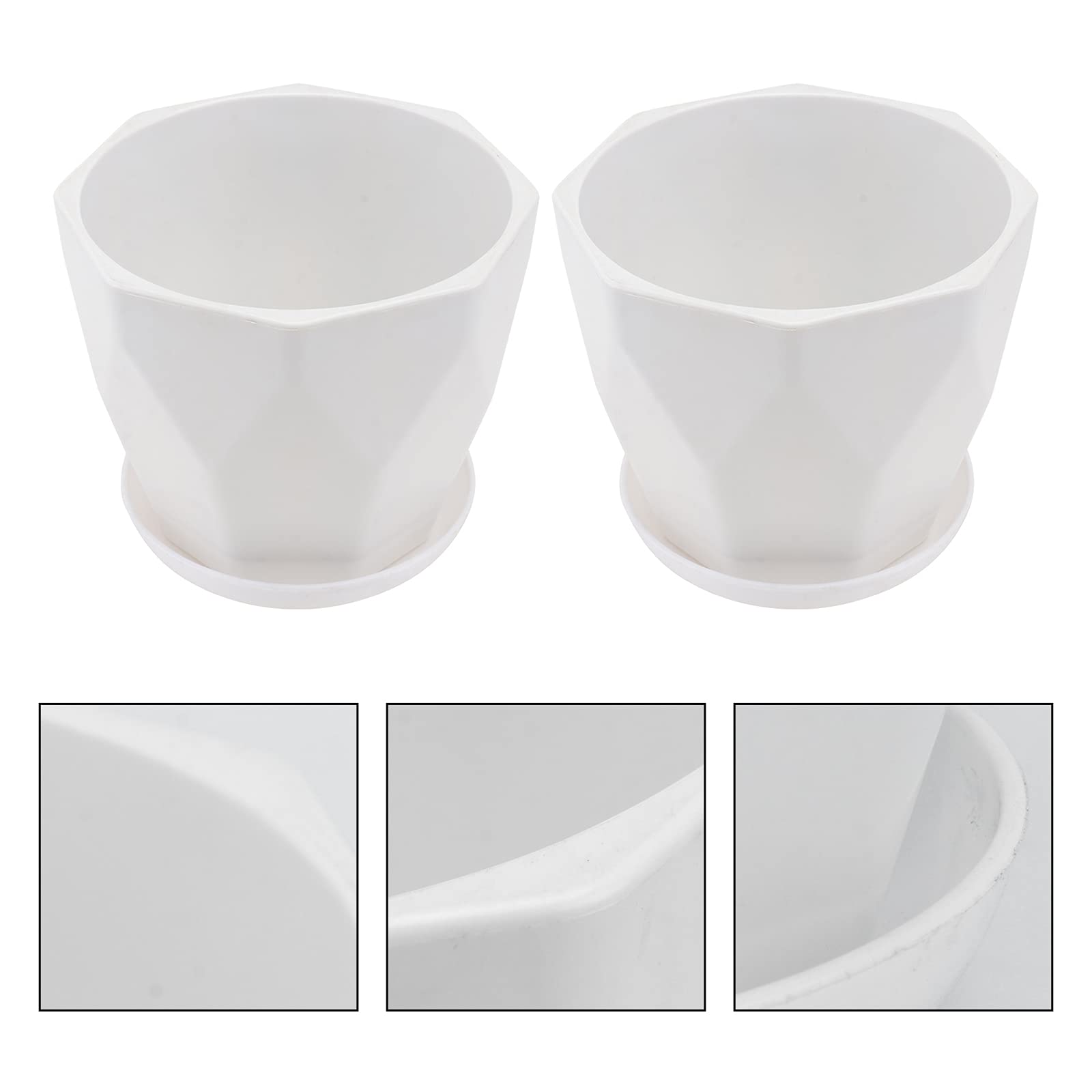 2 Sets White Plastic Flower Pots - Mini Bonsai Planters for Indoor Plants, Round Cylinder Decorative Gardening Pots (Ideal for Succulents, Herbs & Small Houseplants) - Perfect for Windowsills, Desks & Home Decor