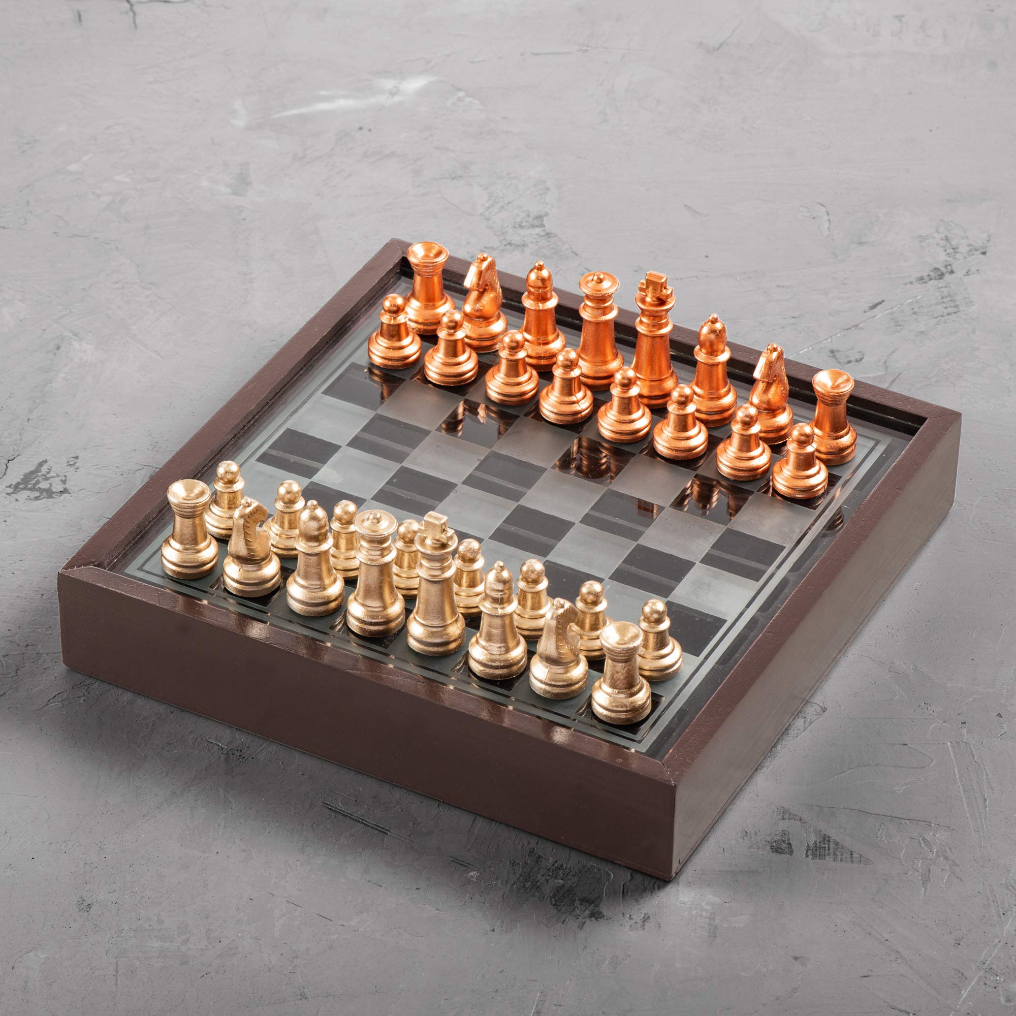 Elle Collection Brown Wooden Chess Set - Classic Strategy Board Game for Adults & Kids, Perfect for Home, Office, and Gifts