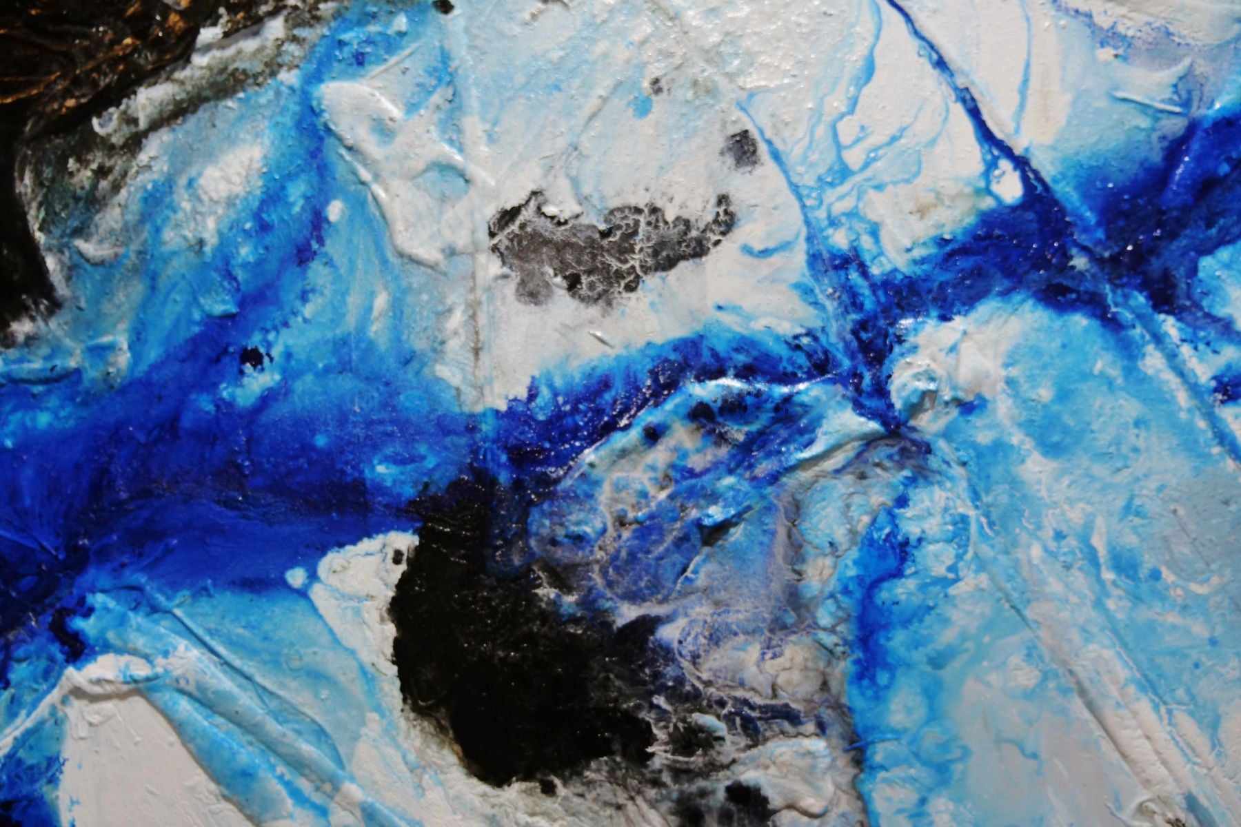 Nomadic Blue 240cm x 100cm Black Blue Textured Abstract Canvas Wall Art - Perfect for Living Room, Bedroom, or Office Decor