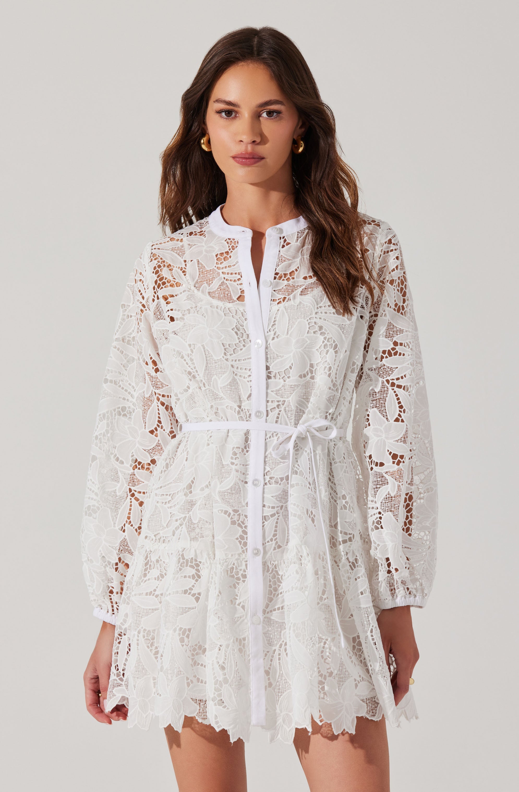 Celie Crochet Lace Mini Dress - Elegant Summer Beach Dress for Women, Boho Chic Party Outfit, Floral Lace Short Dress for Vacation & Date Night