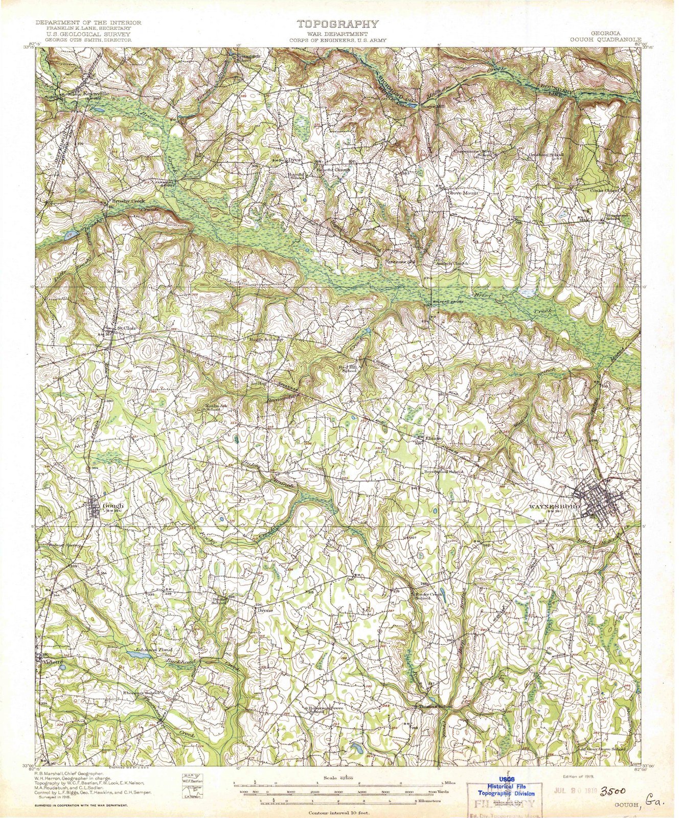1919 Gough, GA - Vintage USGS Historical Topographic Wall Map - 44x53 Inch Large Wall Art Decor for Home, Office & Classroom | Georgia Maps Collection