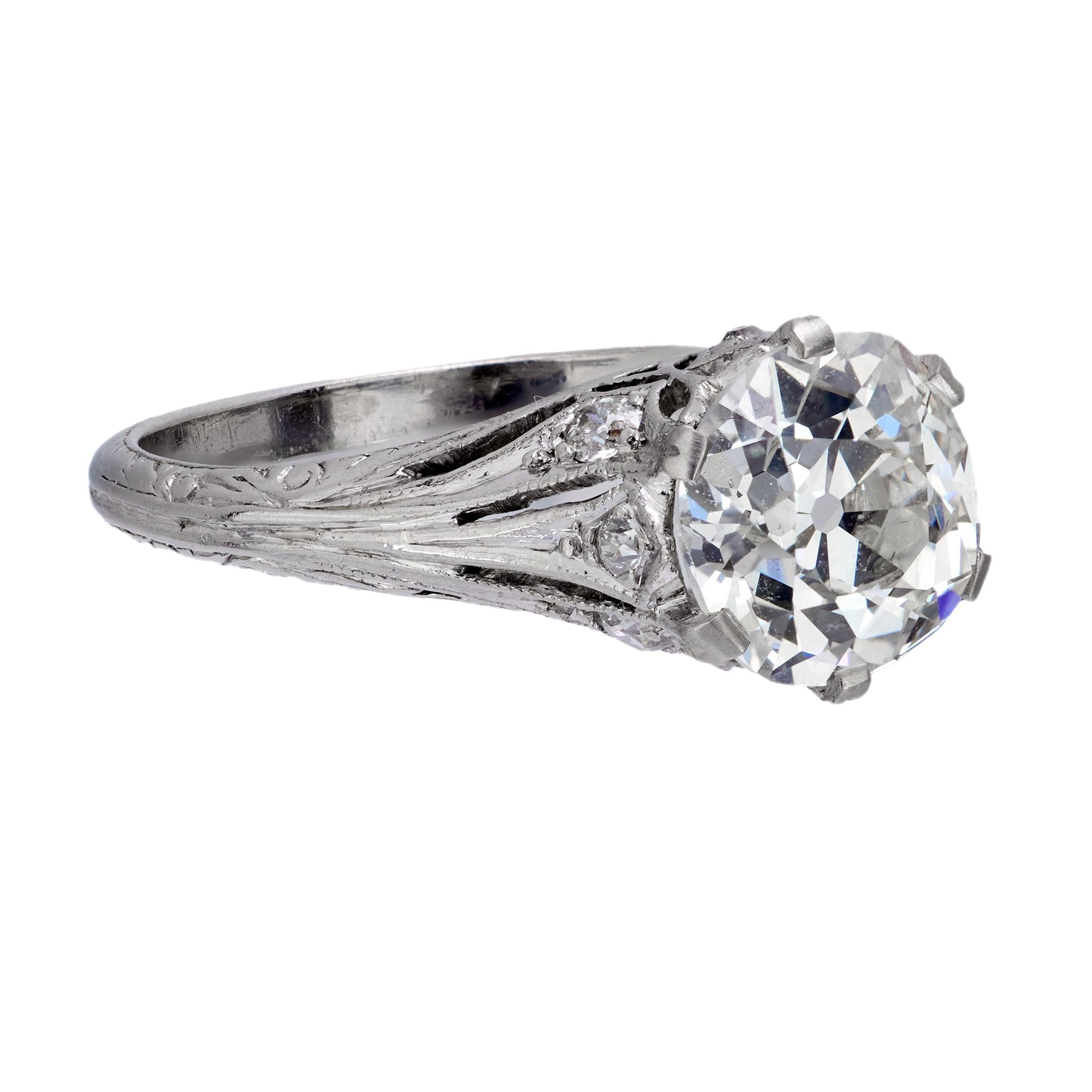 GIA Certified 1.61 Carat Art Deco Old Mine Cut Diamond Platinum Engagement Ring - Vintage Wedding, Anniversary & Proposal Jewelry Gift