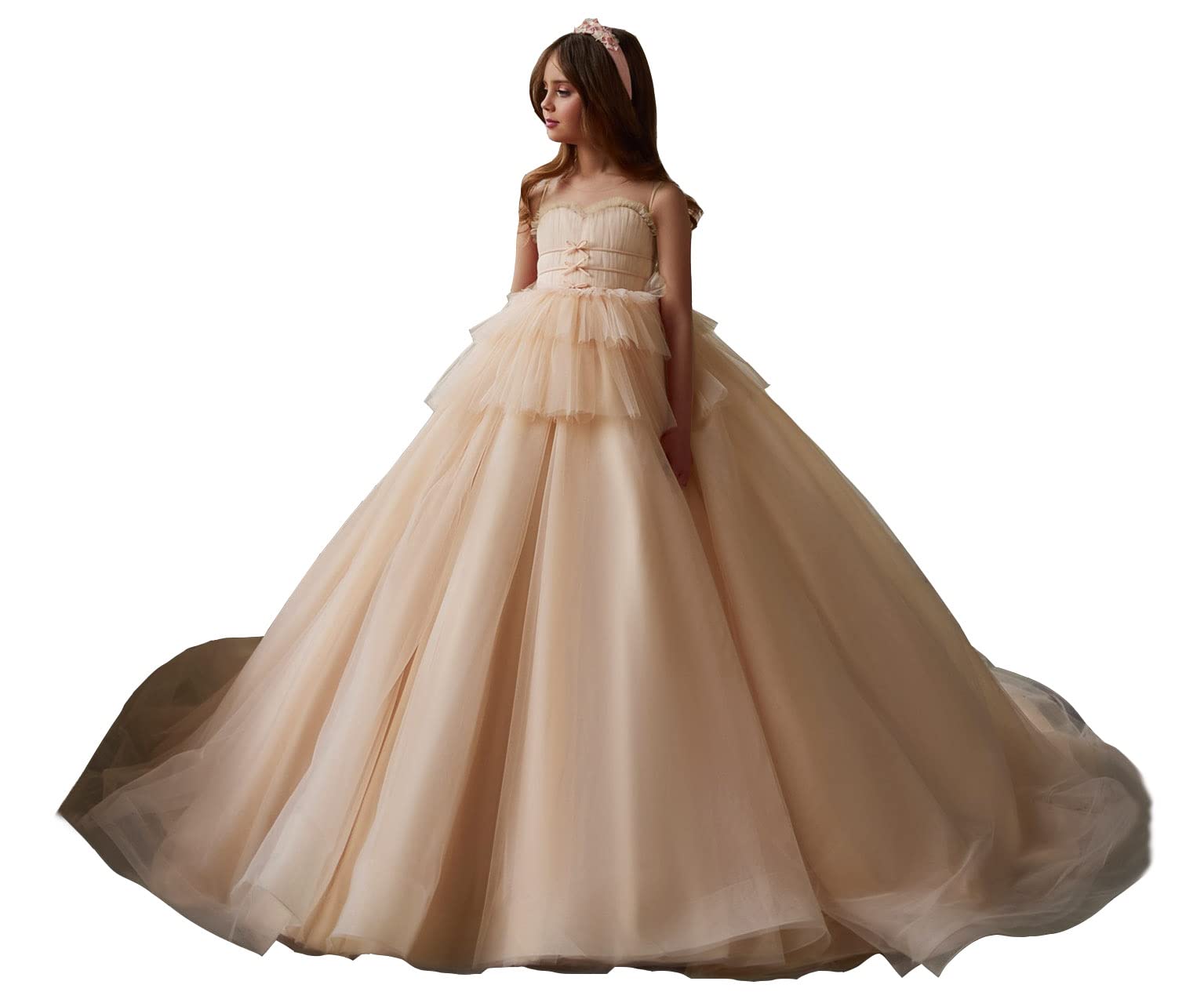 Emanni Girls Luxury Tulle Princess Flower Girl Dress for Weddings, Birthday Parties & Special Occasions - Perfect for Flower Girls, Pageants & Formal Events