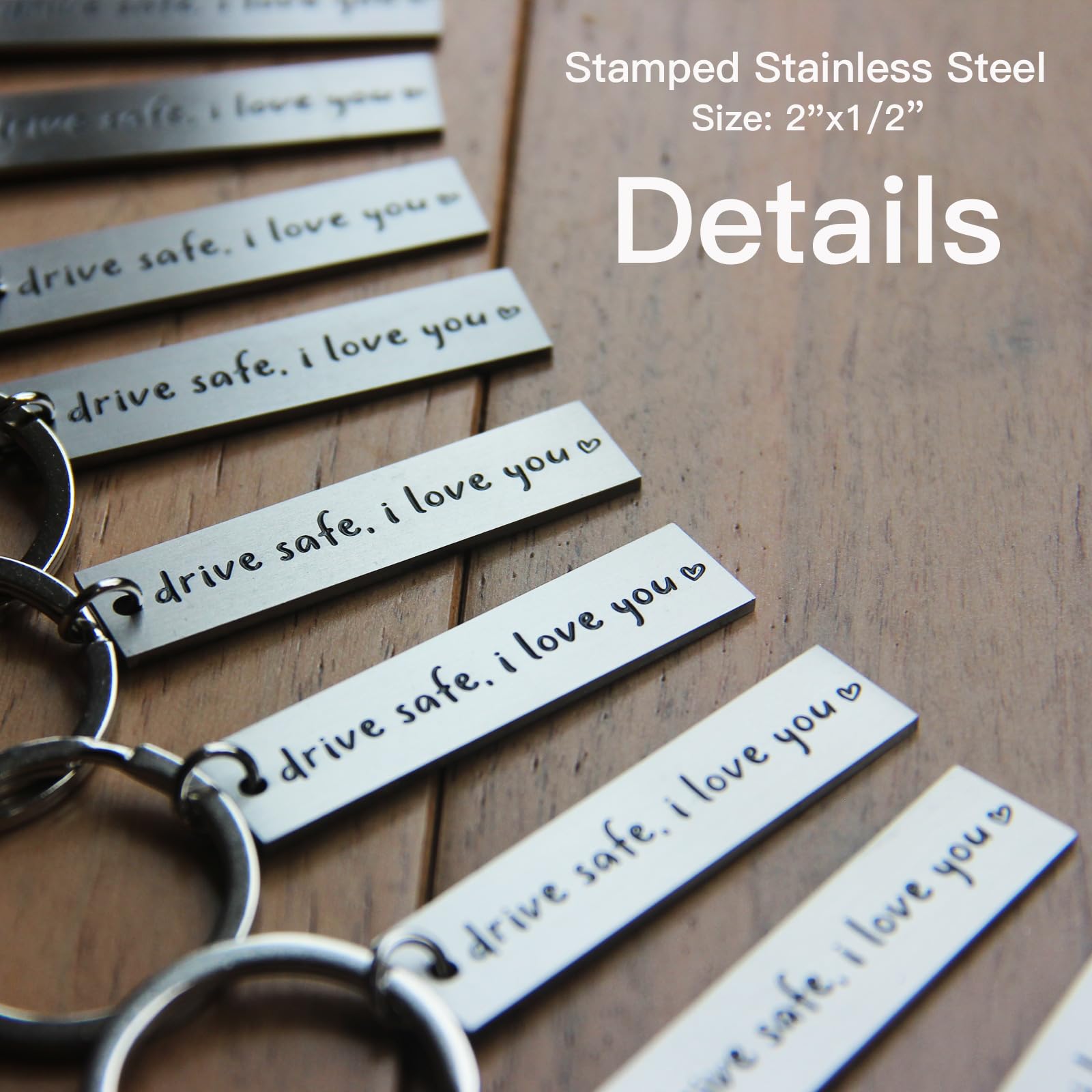 Personalized Initial Keychain - Stainless Steel Drive Safe Key Chain Gift for Boyfriend, New Driver, Valentine's Day - Custom First Car Keyring with 