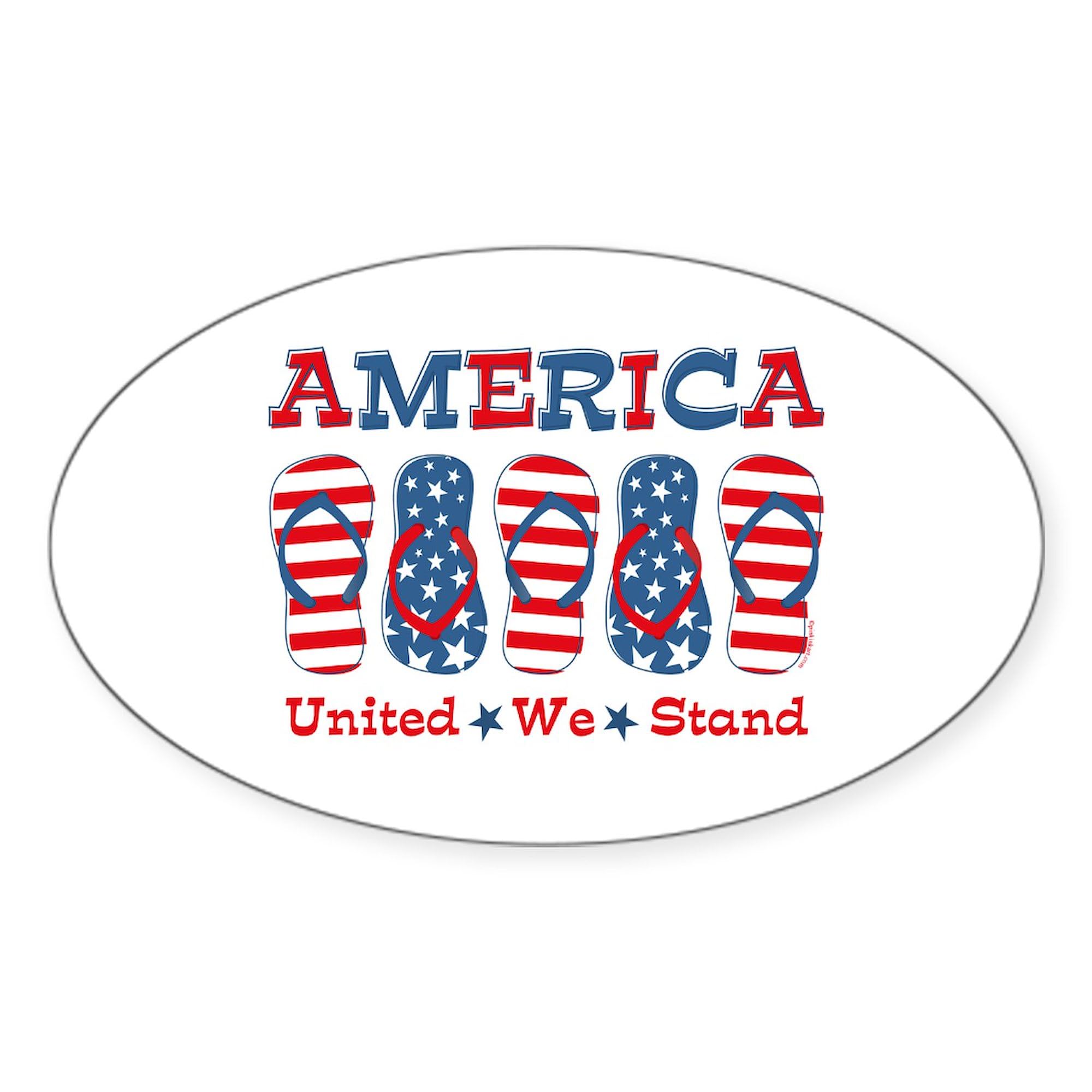 Patriotic Flip Flop Oval Car Bumper Sticker - USA Flag Design - Perfect for Cars, Trucks, Laptops & Water Bottles - Show Your American Pride Anywhere!