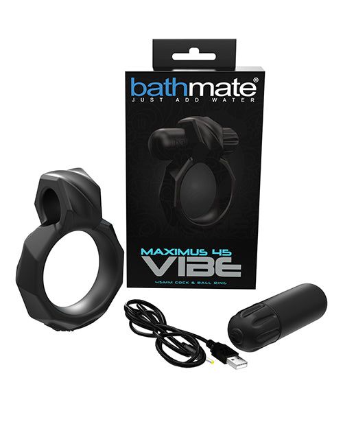 Bathmate Maximus Vibe 45 Rechargeable Silicone Cock Ring - Black | Waterproof Adult Toy for Couples & Solo Play | Enhance Intimacy & Pleasure in Bedroom or Shower