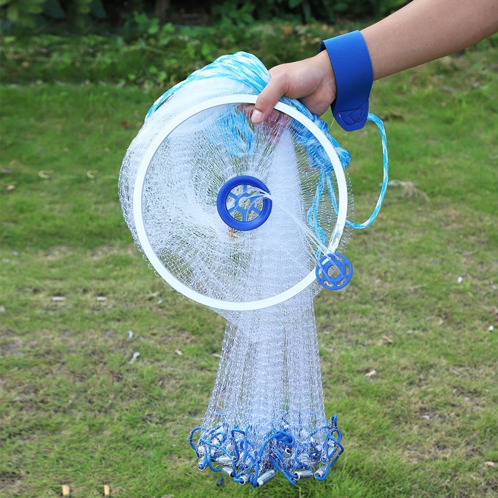 Premium Nylon Monofilament Fishing Cast Net - 2.4m Hand Throw Fishing Mesh for Outdoor Fishing, Crabbing, and Shrimping | Durable & Lightweight for Saltwater & Freshwater Use