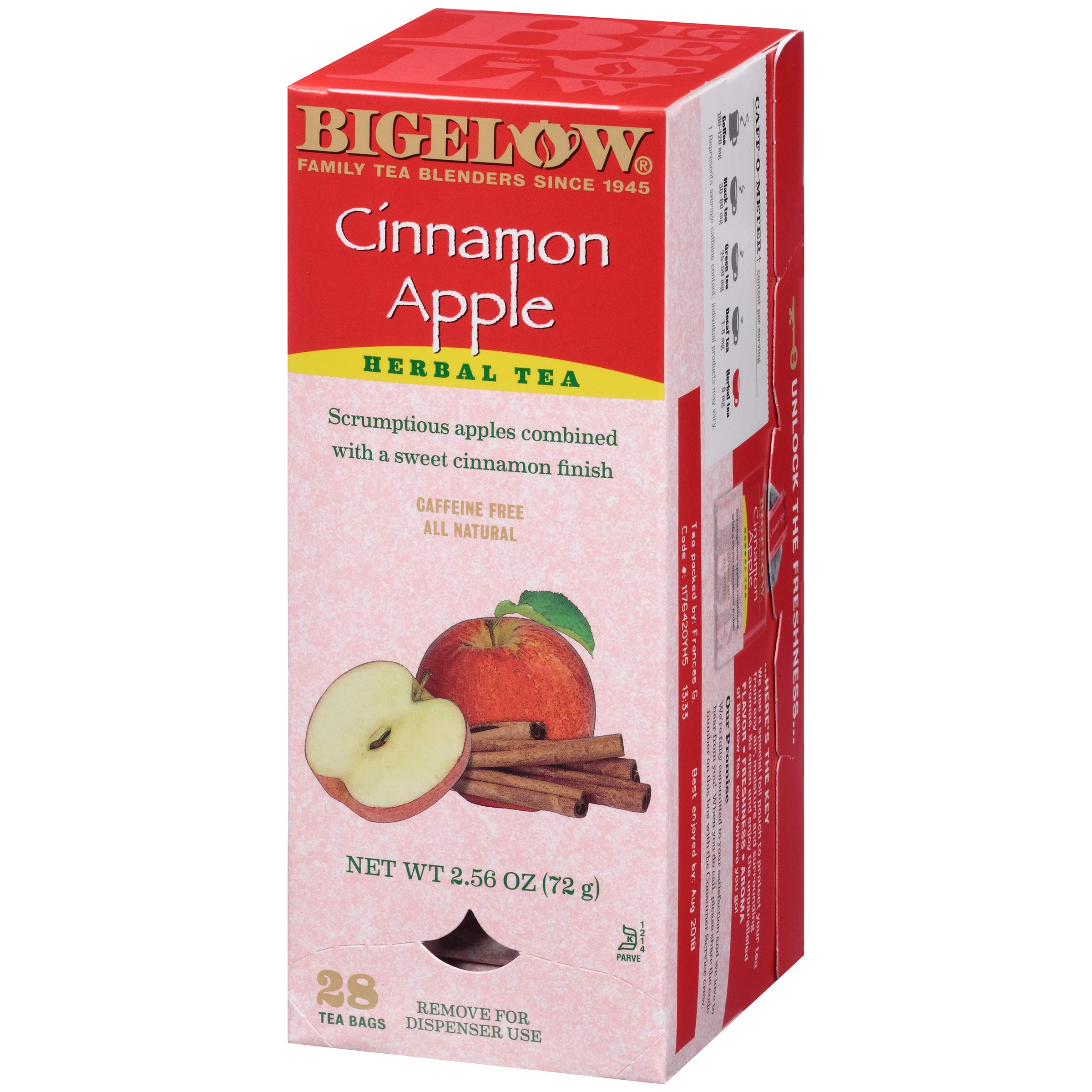 Bigelow Cinnamon Apple Hibiscus Herbal Tea Bags - 28 Count, All Natural, Non-GMO, Caffeine-Free - Perfect for Relaxation, Afternoon Tea & Cold Weather Comfort