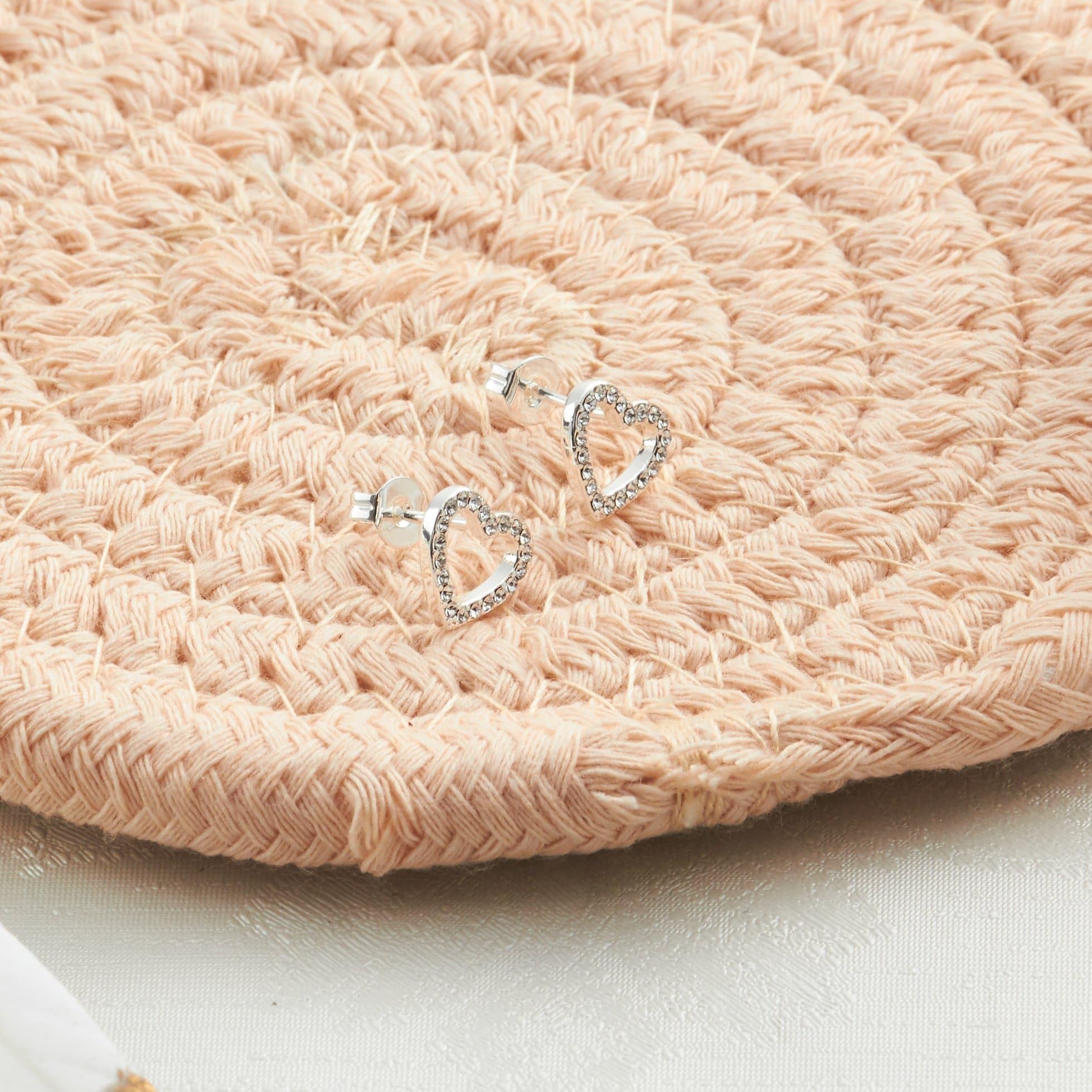 Philip Jones Silver Plated Zirconia Heart Earrings for Women - Perfect for Date Night & Parties