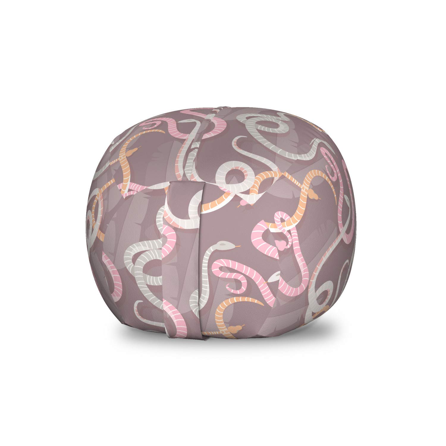 Ambesonne Snake Pattern Storage Bag Chair - Pastel Forest Reptile Design, Washable Stuffed Animal Organizer, Small Size in Warm Taupe | Kids Room Decor, Toy Storage Solution, Playroom Organizer