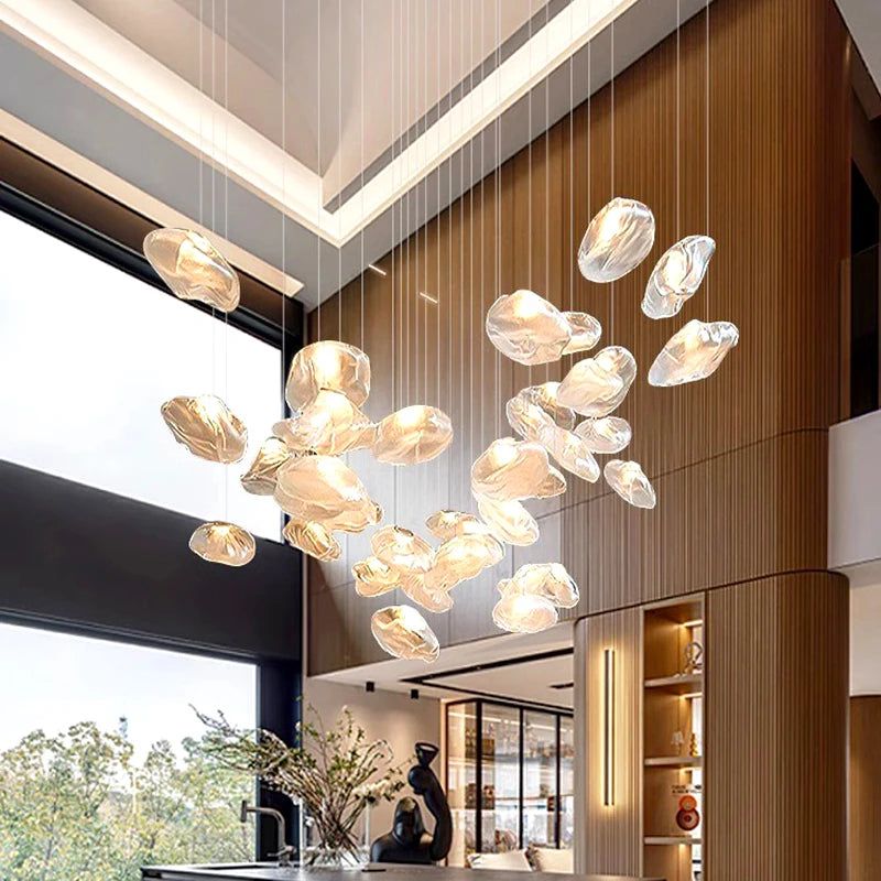 Elegant Crystal Lava Pebbles Chandelier - Modern Home Lighting Fixture for Living Room, Bedroom & Dining Room Decor