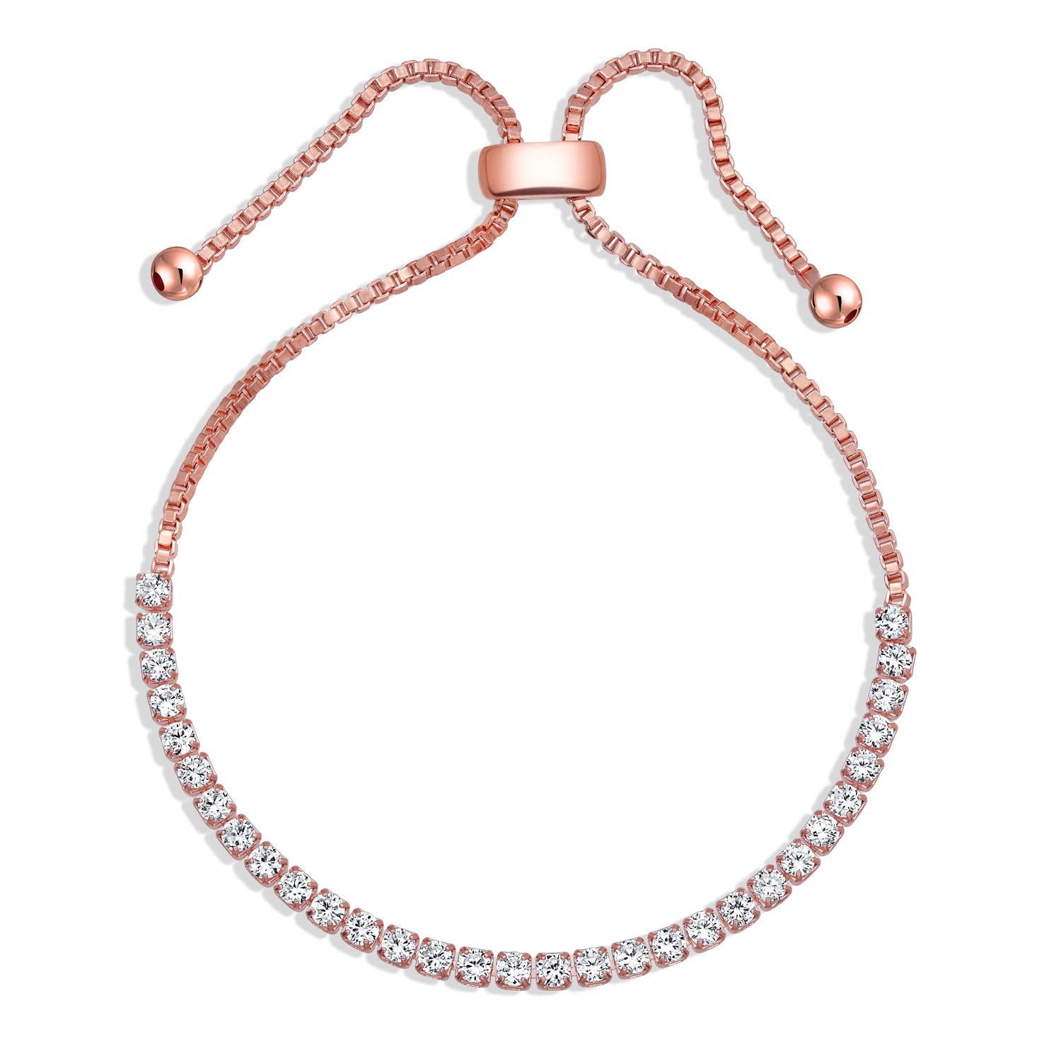 Elegant Modern Cubic Zirconia Pave Tennis Bracelet for Women - Adjustable Sliding Ball Clasp in Gold & Silver | Perfect for Weddings, Prom, Anniversary Gifts & Everyday Elegance