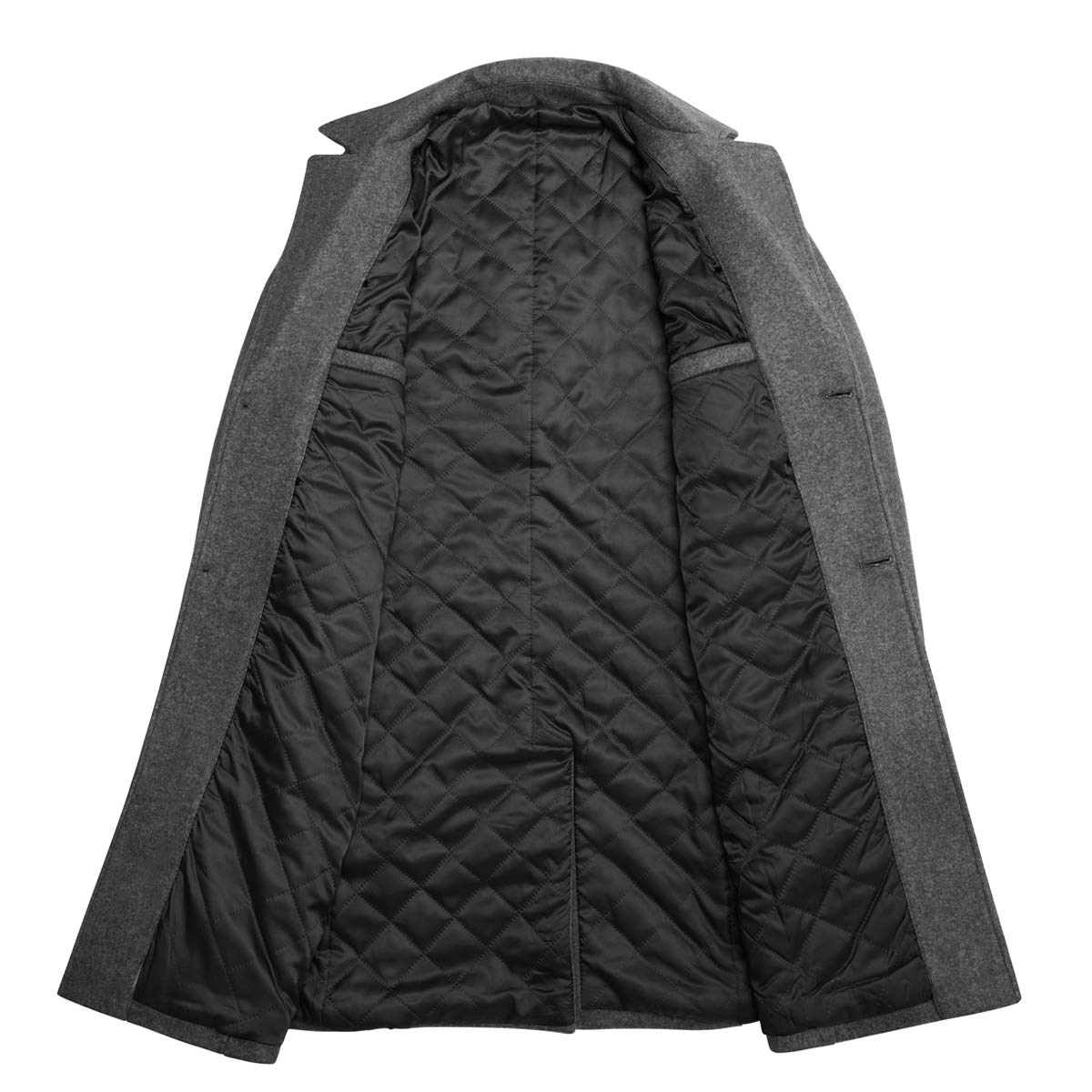 WULFUL Men's Slim Fit Wool Trench Coat - Warm Winter Overcoat for Business, Office & Formal Occasions