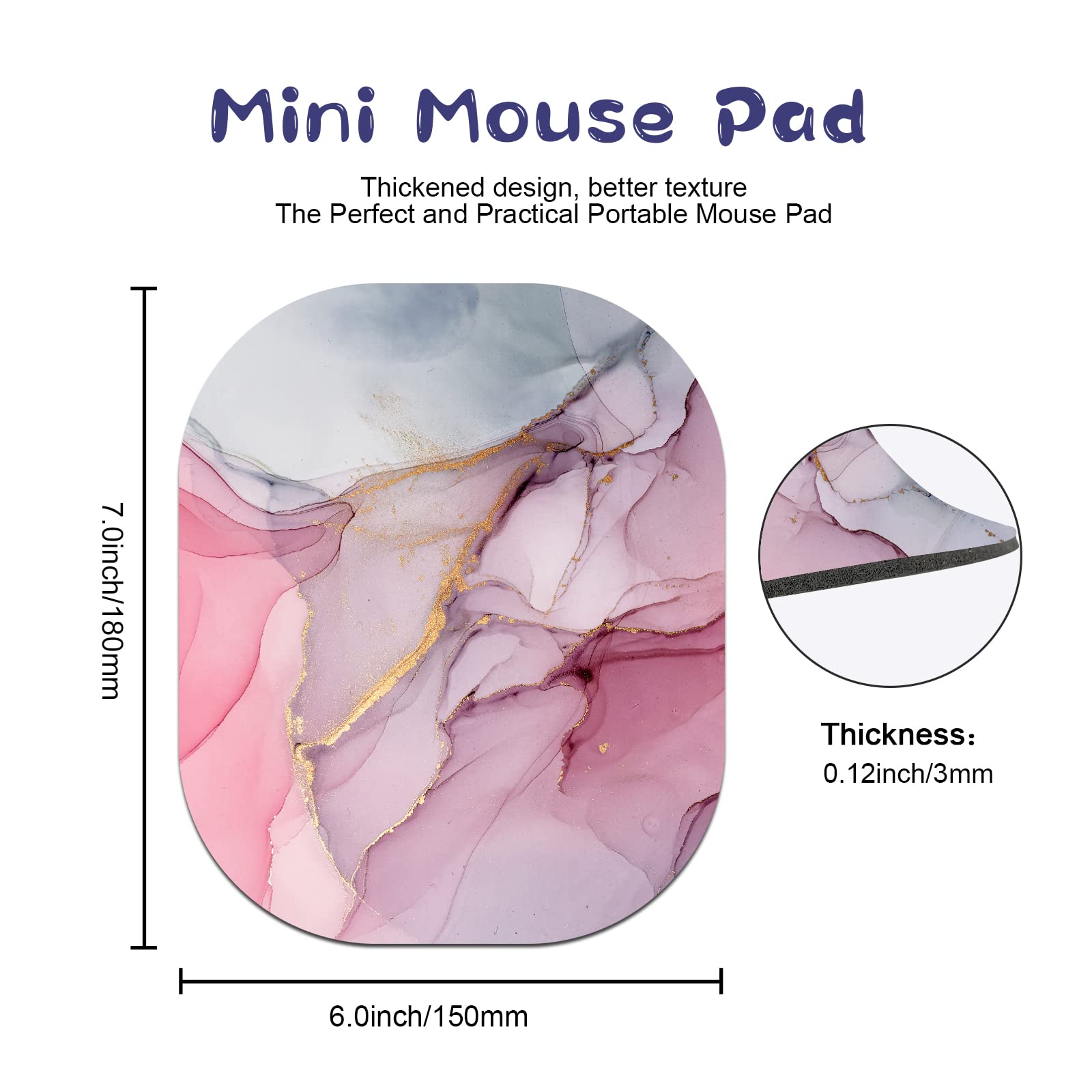 Small Mouse Pad 6x7 Inch - Mini Cute Desk Mousepad for Laptop, Home & Office Use - Portable Non-Slip Computer Accessory for Work, Gaming & Daily Use