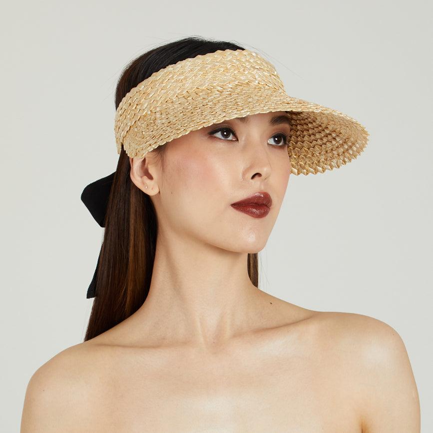 Ricky Natural Straw Visor Hat for Women - Wide Brim Sun Hat for Beach, Gardening, and Outdoor Activities - Breathable & Lightweight Summer Hat