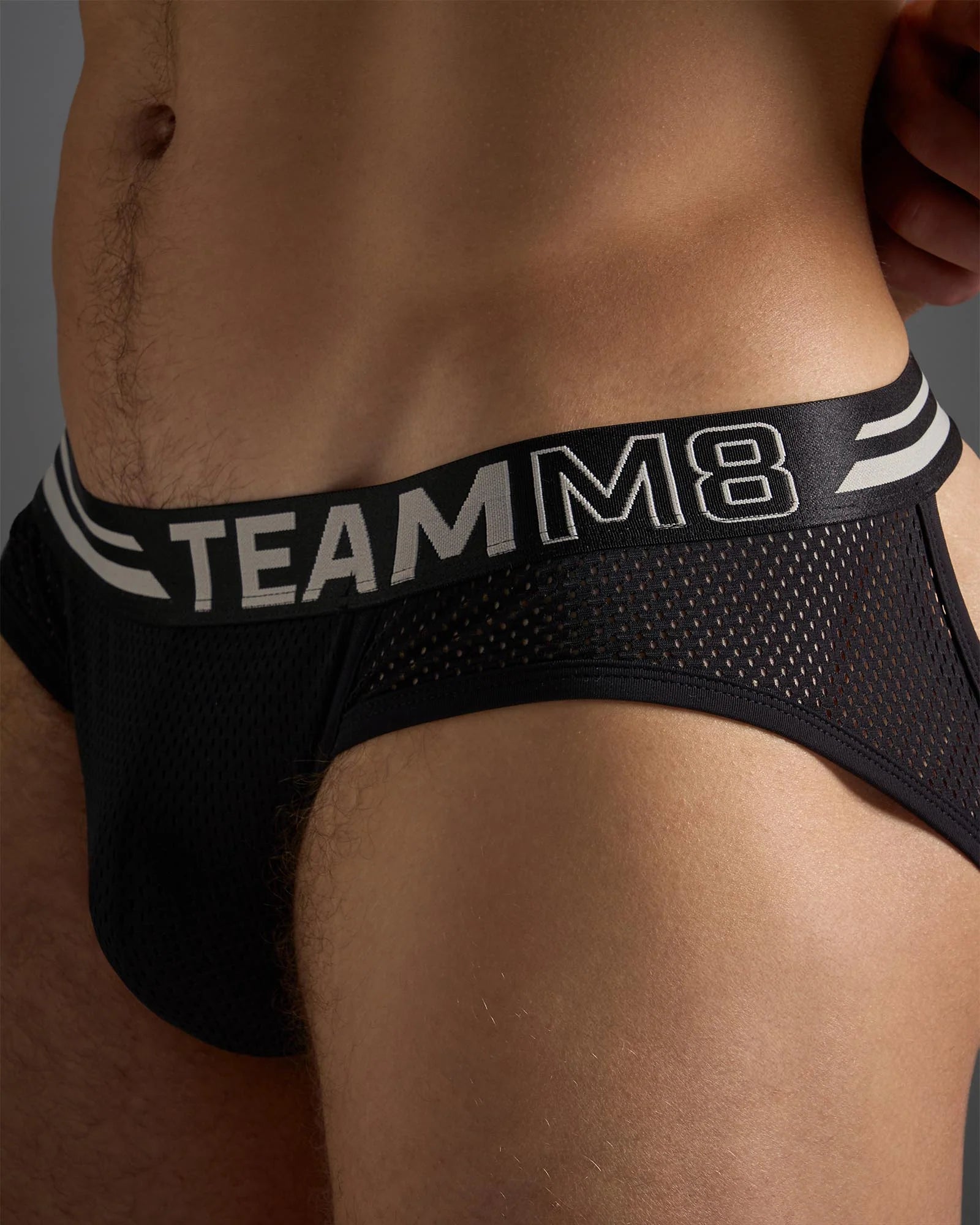 Teamm8 Racer Mesh Jockstrap for Men - Breathable Black Athletic Support Underwear for Running, Gym & Sports | Comfortable Performance Underwear for Active Lifestyles