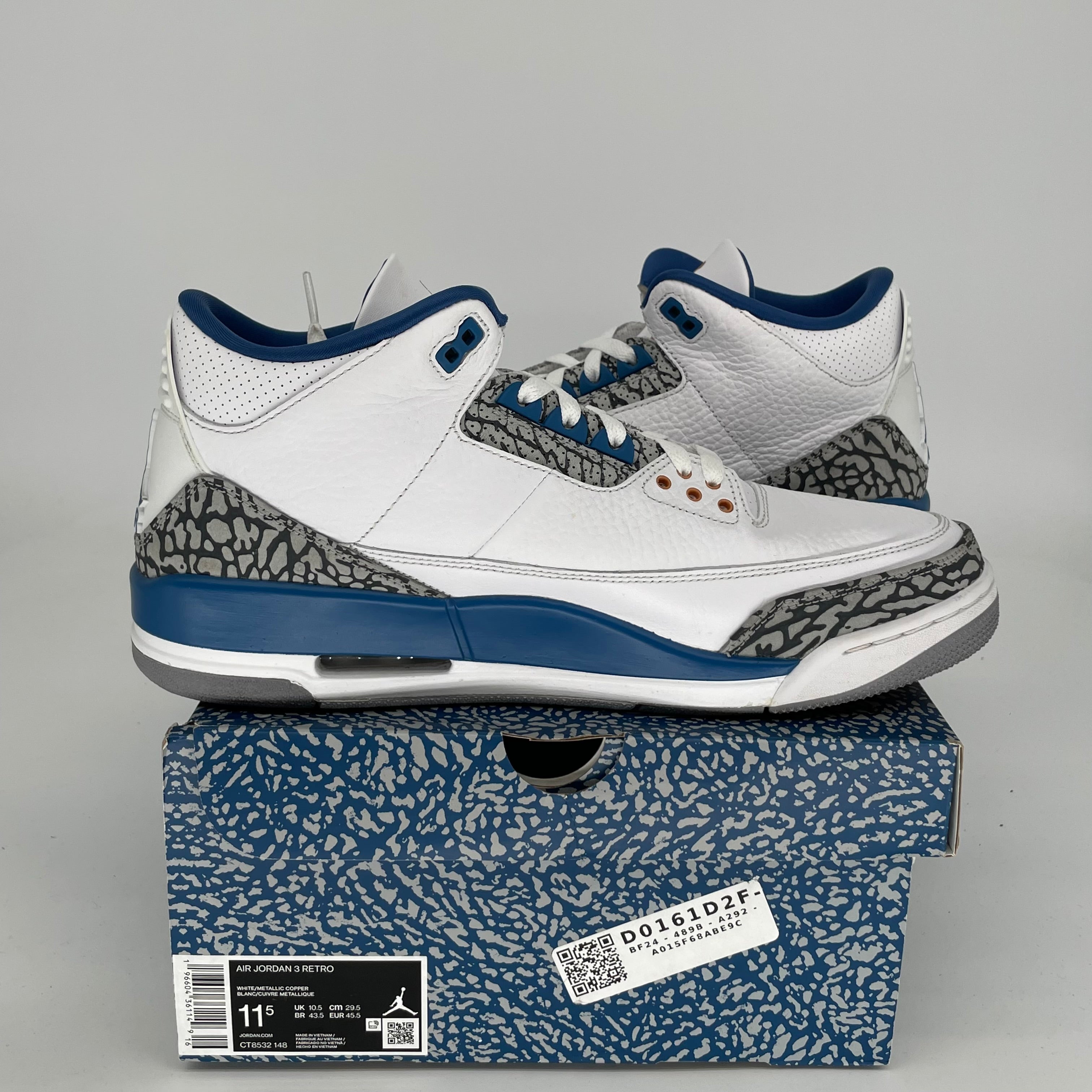 AIR JORDAN 3 Retro WIZARDS Basketball Shoes Men's Size 11.5 - Authentic CT8532-148 for Sneaker Collectors & Streetwear Fashion