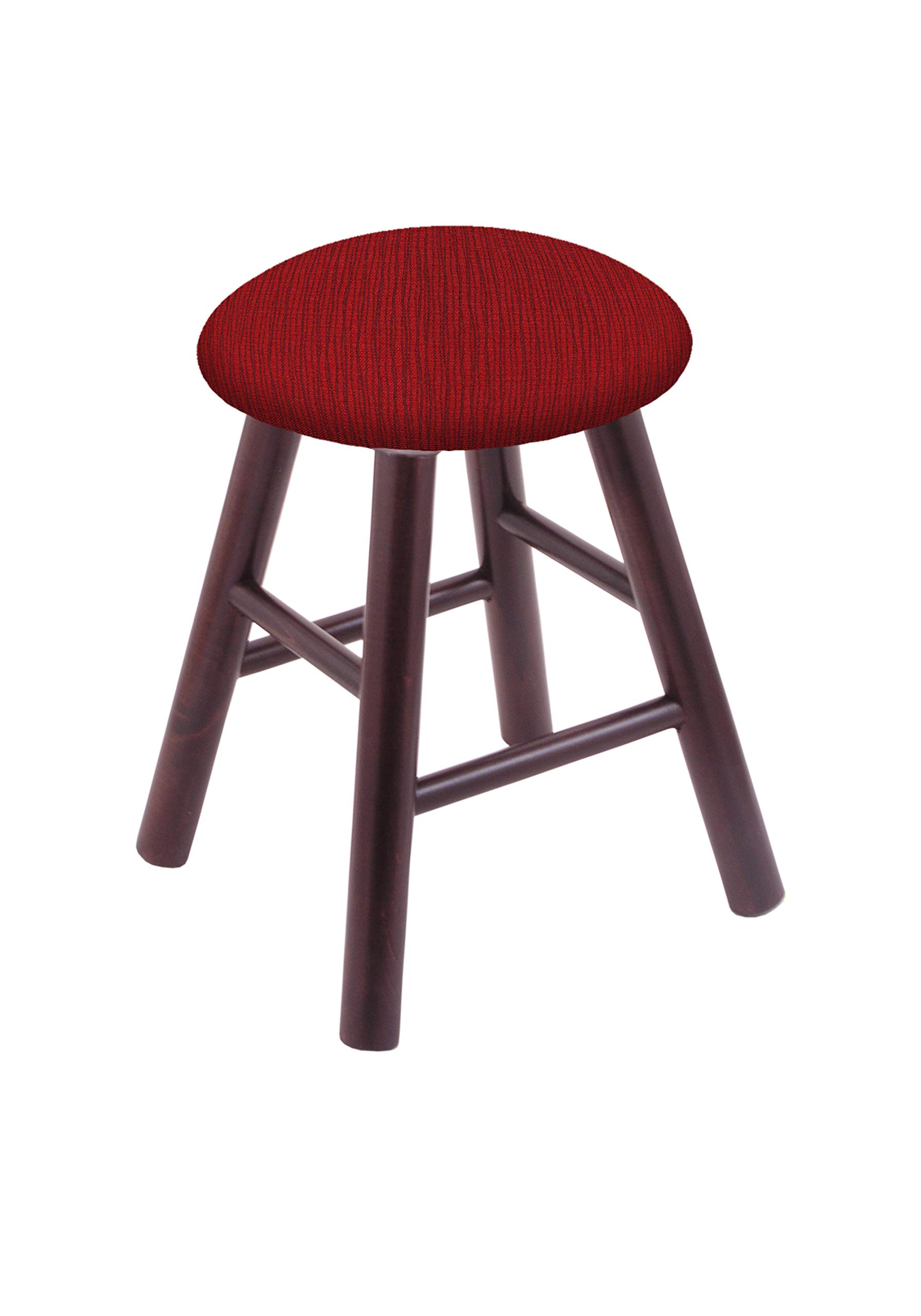 Dark Cherry Maple Vanity Stool with Ruby Red Seat - Elegant Bathroom & Bedroom Makeup Stool for Dressing Table, Vanity Area and Home Decor