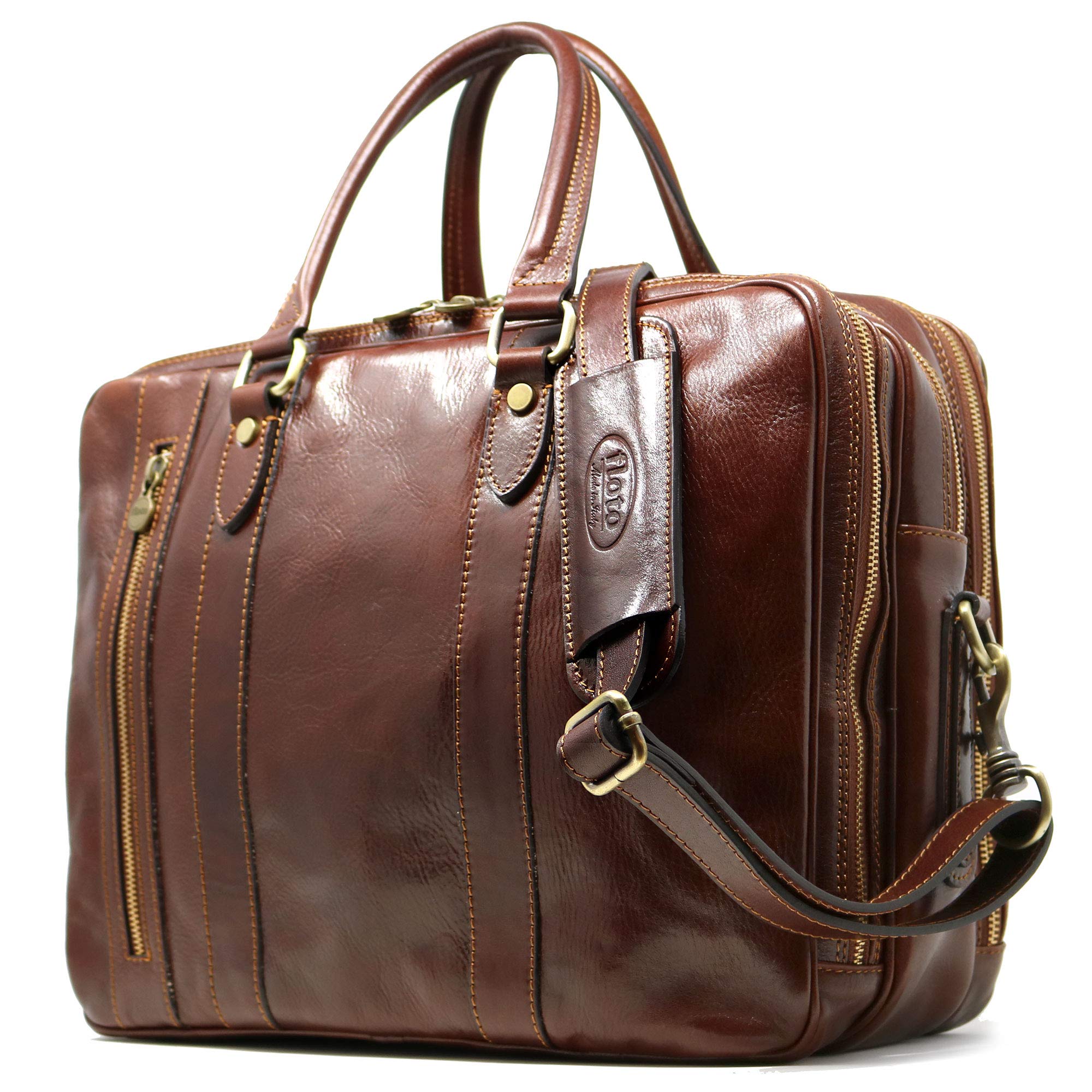 Premium Genuine Leather Laptop Briefcase for Men & Women - Floto Firenze Professional Computer Messenger Bag for Work, Business Travel & Office Commute