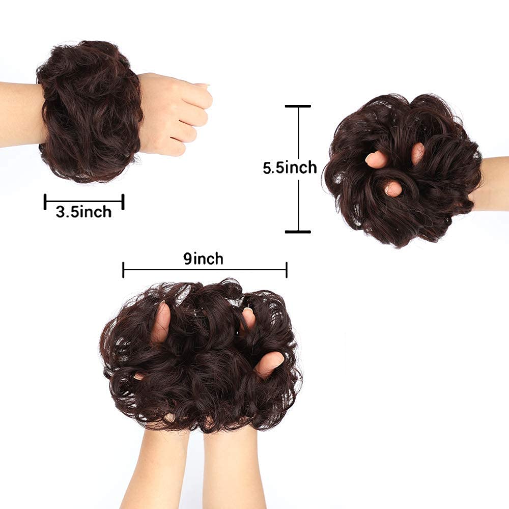 MoonEyes Women's Curly Hair Bun Juda Rubber - 1 Piece Free Size Brown Hair Accessory for Women - Perfect for Outing, Party, Wedding & Daily Hairstyles