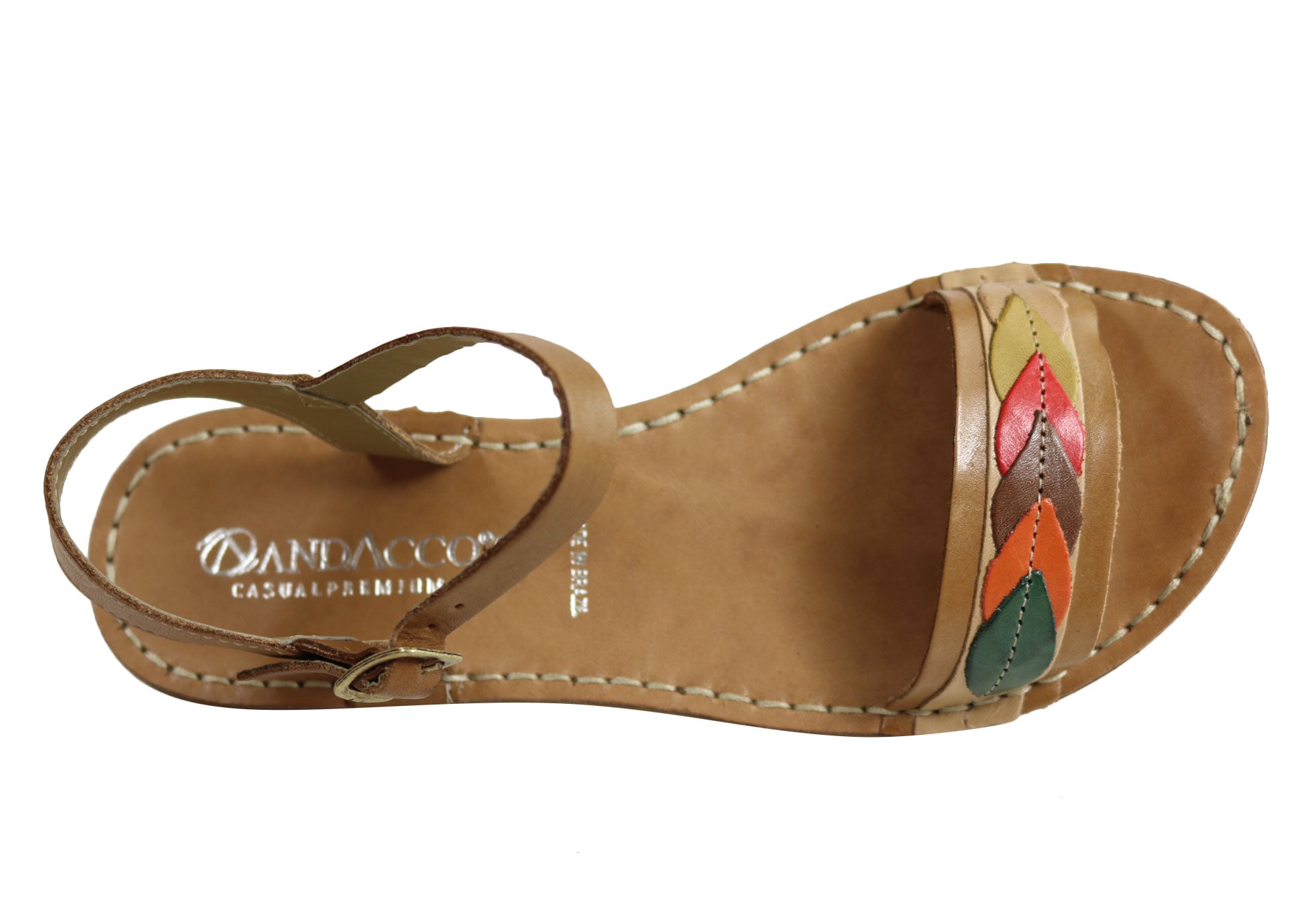 Andacco Petal Women's Comfortable Flat Leather Sandals - Handmade in Brazil - Perfect for Beach, Vacation & Summer Outfits