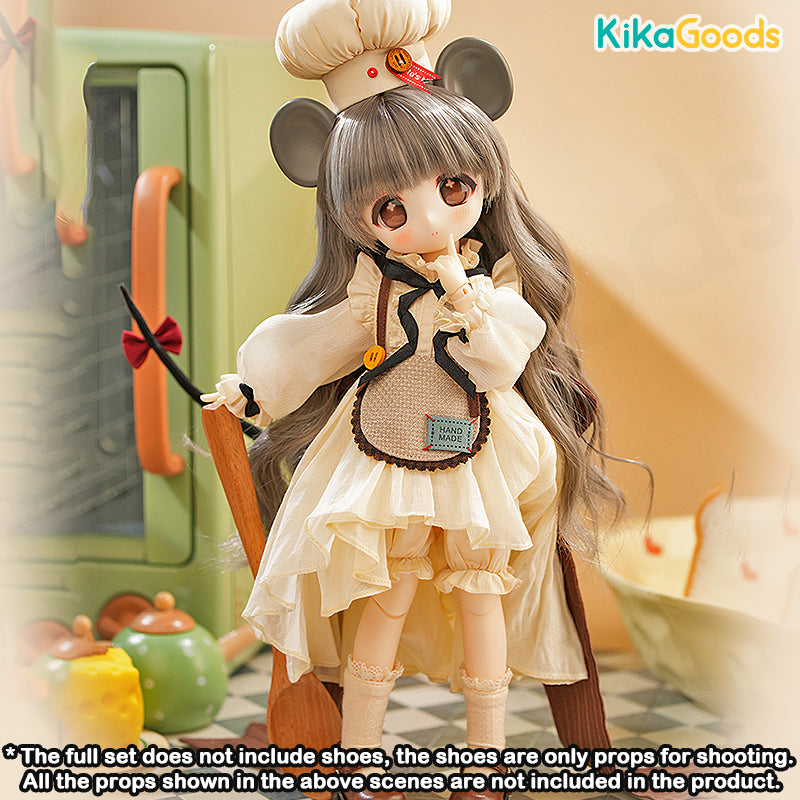 TinyFox 1/6 Scale Mouse Chef Mousse BJD Action Figure with Loofah Body - Collectible Doll for Anime Fans & Model Enthusiasts - Perfect for Display, Photography & Cosplay Scenes (Ships Nov/Dec 2025)