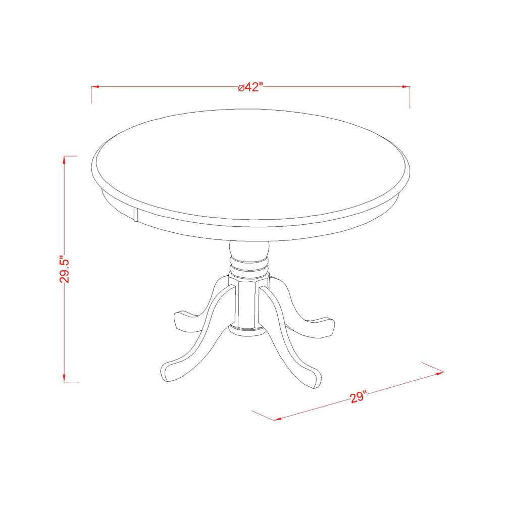 East West Furniture HBKE3-LWH-W 3-Piece Round Kitchen Dining Set with Pedestal Table & 2 Chairs, 42x42 Inch, Linen White - Perfect for Small Spaces, Breakfast Nooks & Cozy Apartments