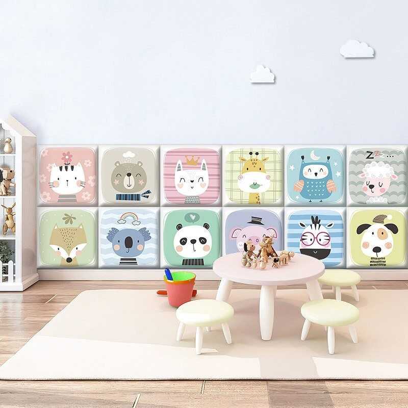 Soft Baby Farm Animal Wall Padded Safety Cushions for Kids - Nursery Decor, Playroom Protection & Toddler Safety Bumpers (Set of 4) - Perfect for Daycare, Bedroom & Play Areas
