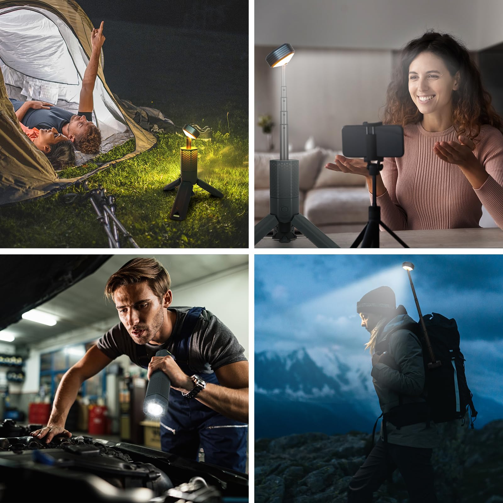 Rechargeable 7800mAh LED Camping Lantern with Telescopic Handle, Magnetic Base & Waterproof Design - Perfect for Outdoor Adventures, Emergency Lighting & Night Work Scenes