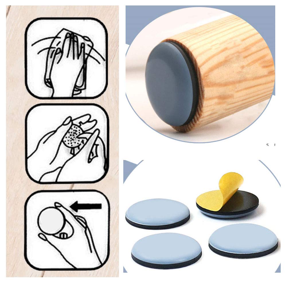 8PCS Non-Slip Self Adhesive Furniture Glides - 1.18 Inch Round Moving Pads for Chairs & Tables - Brown Floor Protectors for Hardwood & Tile - Easy Home & Office Furniture Movers