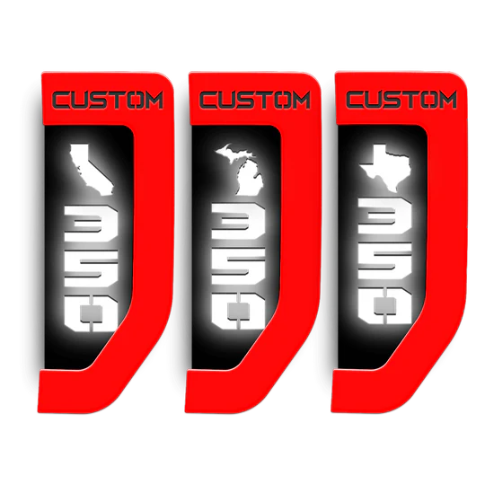 Fender Badge Replacement with State Outline - Illuminated Emblem for 2017-2022 Ford Super Duty - Perfect for Truck Customization & Nighttime Visibility