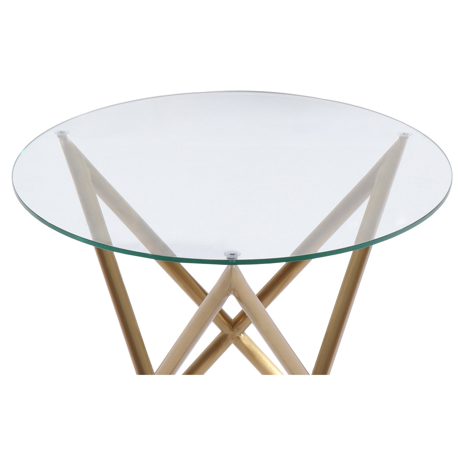 Armen Living Crest End Tables with Clear Glass Top and Brushed Gold Finish - Modern Nightstand for Bedroom, Living Room, or Office - Stylish Side Table with Storage Shelf