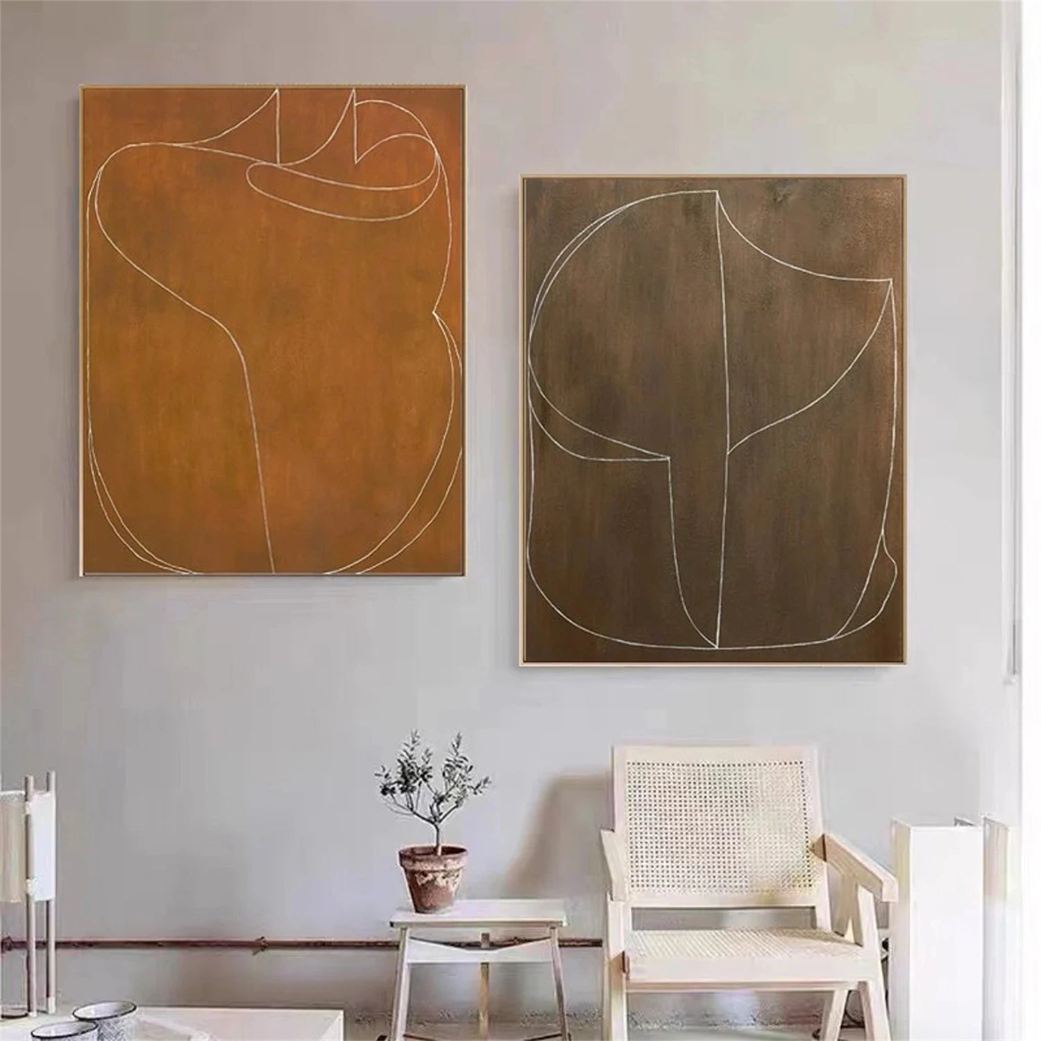 Abstract Painting Set of 2 - Modern Wall Art for Living Room & Bedroom Decor - #AB 274