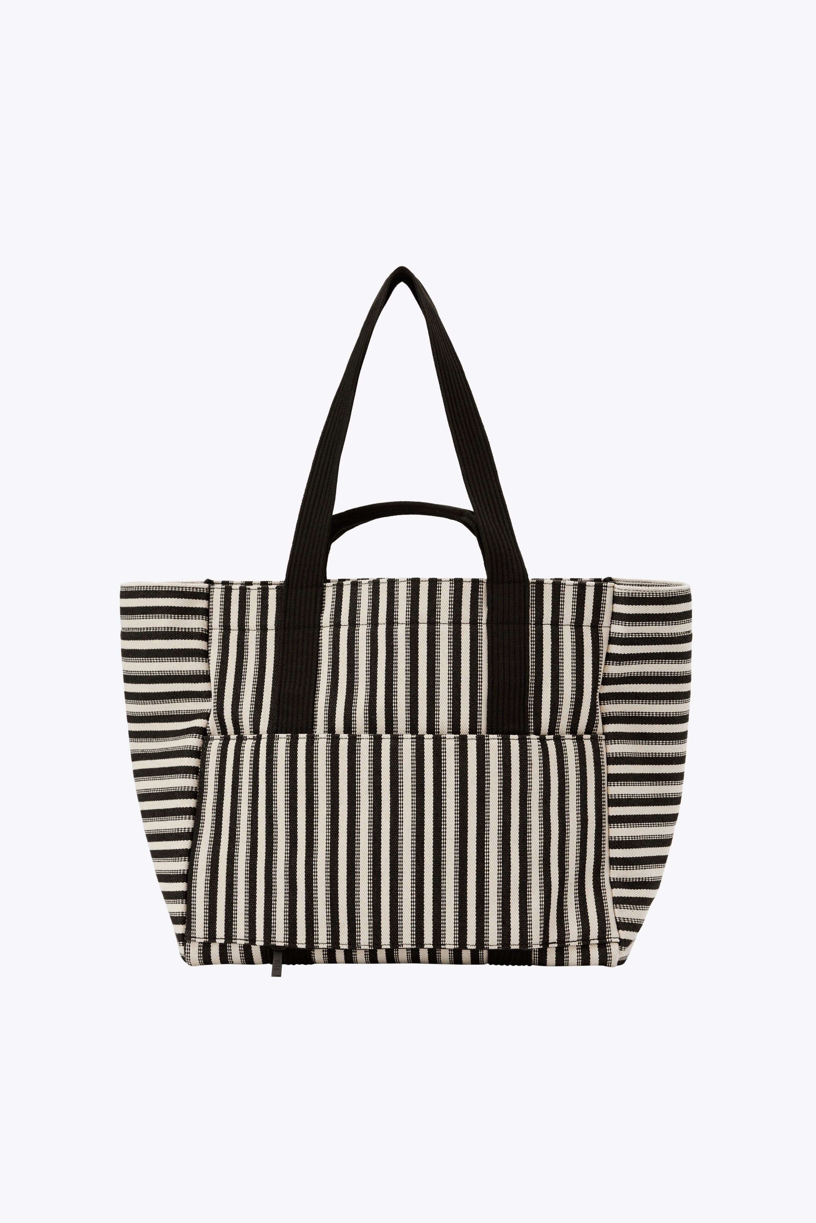 Vacation Tote Bag - Black & White Striped Beach Tote for Women, Perfect for Travel, Pool, Beach & Shopping | Lightweight & Spacious Carryall