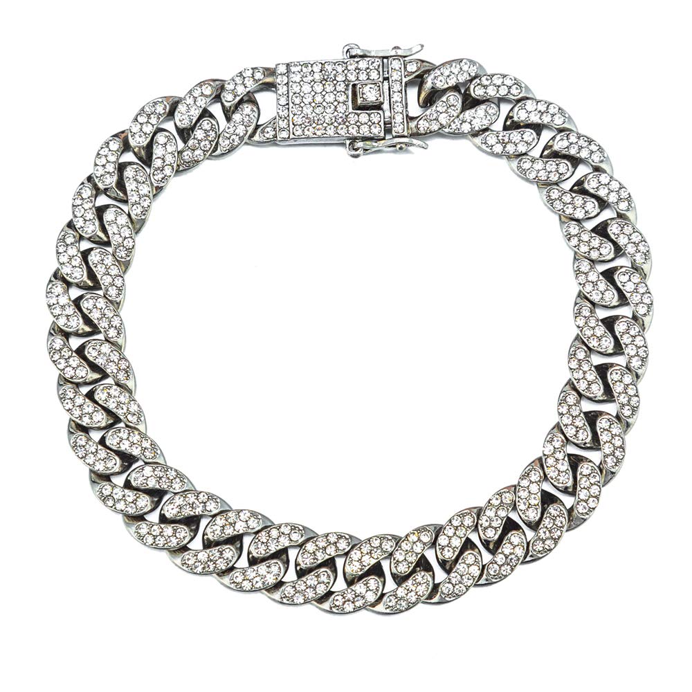 Kelistom Cuban Link Iced Out Rhinestone Anklet - 18K Gold & White Gold Plated Punk Hip-Hop Ankle Bracelet for Women | Perfect for Parties, Concerts & Streetwear Fashion
