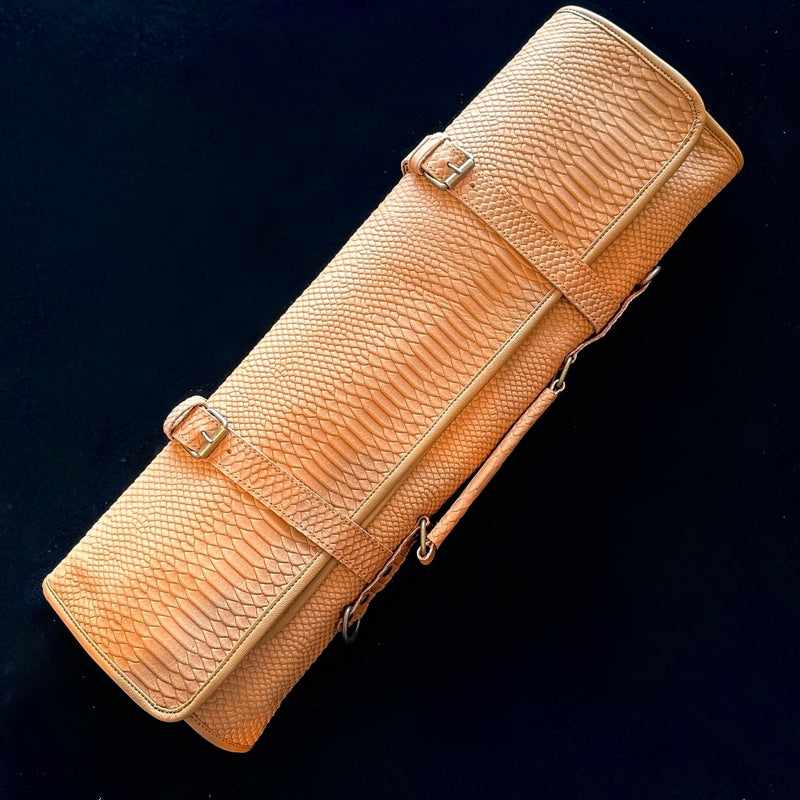 Premium Tokushu Knife Roll - Genuine Leather with Snake Skin Embossed Design for Chefs & Culinary Professionals | Perfect for Kitchen Storage, Travel & Professional Cooking Classes