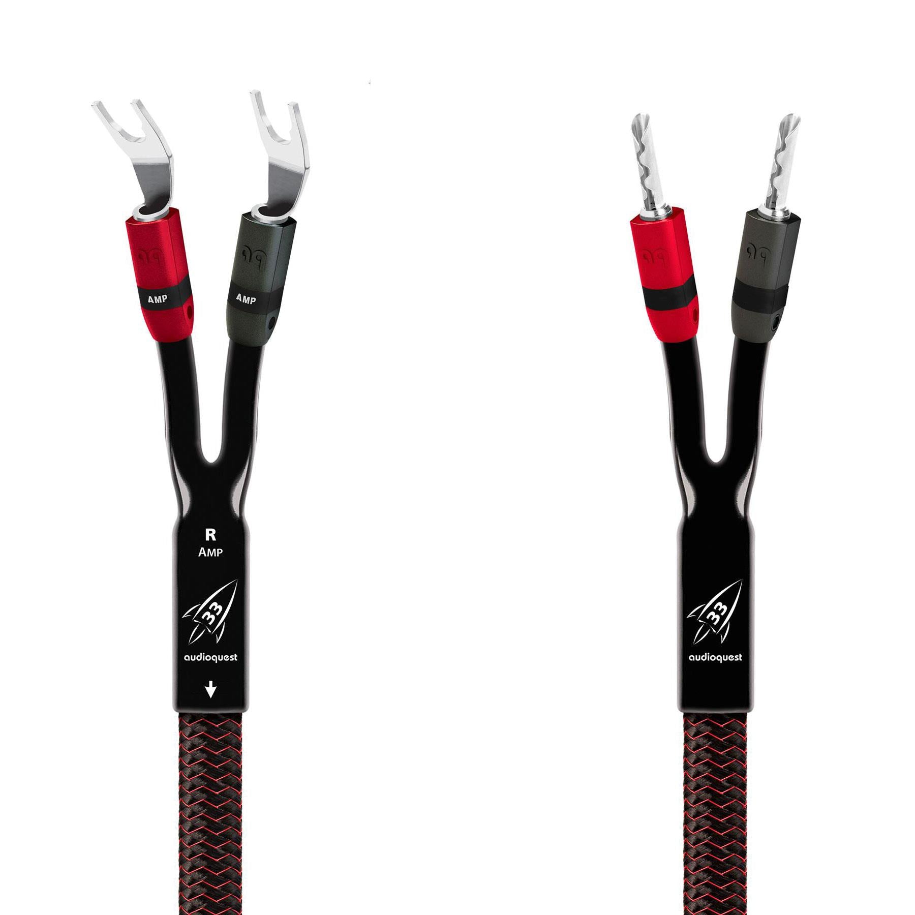 AudioQuest Rocket 33 High-Performance Speaker Cables - Premium Oxygen-Free Copper for Crystal Clear Audio - Perfect for Home Theater & Hi-Fi Sound Systems