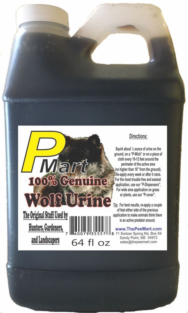 Wolf Urine 64 oz - Natural Animal Repellent for Deer, Rabbits & Pests - Full Strength Outdoor Protection - Ideal for Gardens, Farms & Hunting Areas