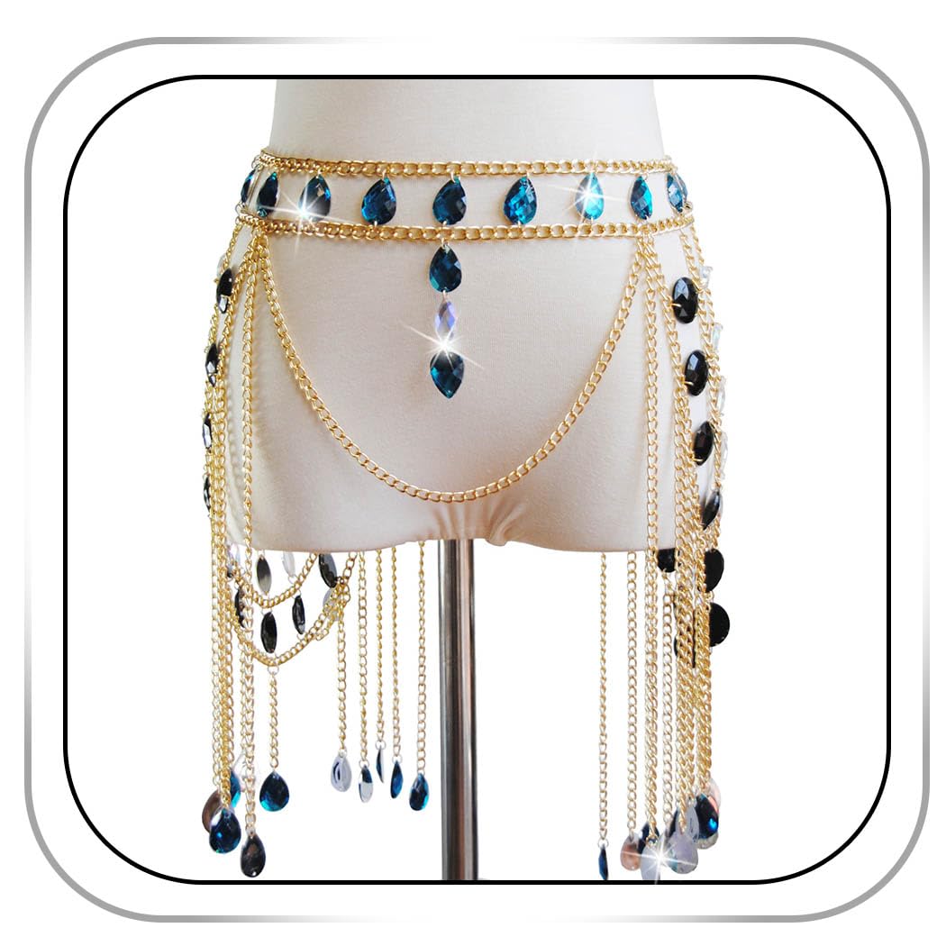 Sparkling Rhinestone Body Chains for Women - Sexy Belly Waist Skirt Jewelry for Festival, Party & Beach Wear - Elegant Body Accessories for Night Out, Bachelorette & Special Occasions