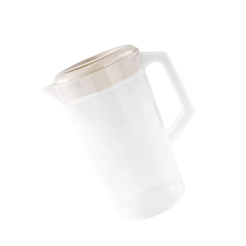 Large 2.5L Plastic Water Pitcher with Lid - BPA Free Beverage Dispenser for Hot & Cold Drinks, Iced Tea, Lemonade - Perfect for Kitchen, Parties, Outdoor Picnics (10x10x23cm, Beige)