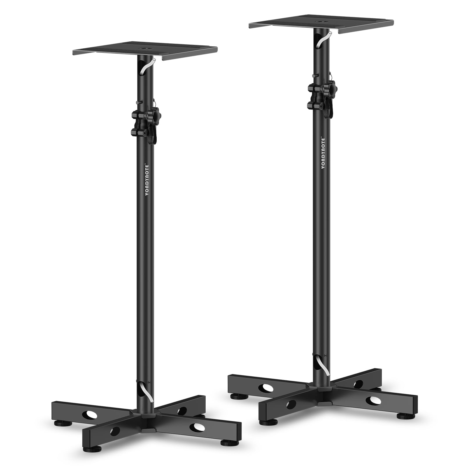 Set of 2 Adjustable Height Studio Monitor Stands with Cable Management - Perfect for Home Recording Studios & Professional Audio Setups