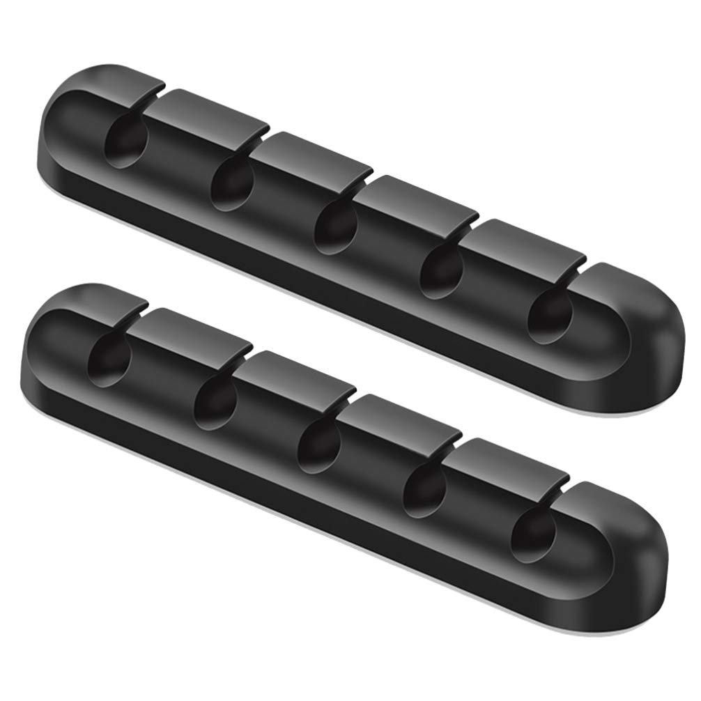 NUOBESTY 2-Pack Self Adhesive Cable Management Clips - Cord Organizers for TV, PC, Laptop, Ethernet Cables - Sticky Wire Holders for Home Office & Car Use (Black)
