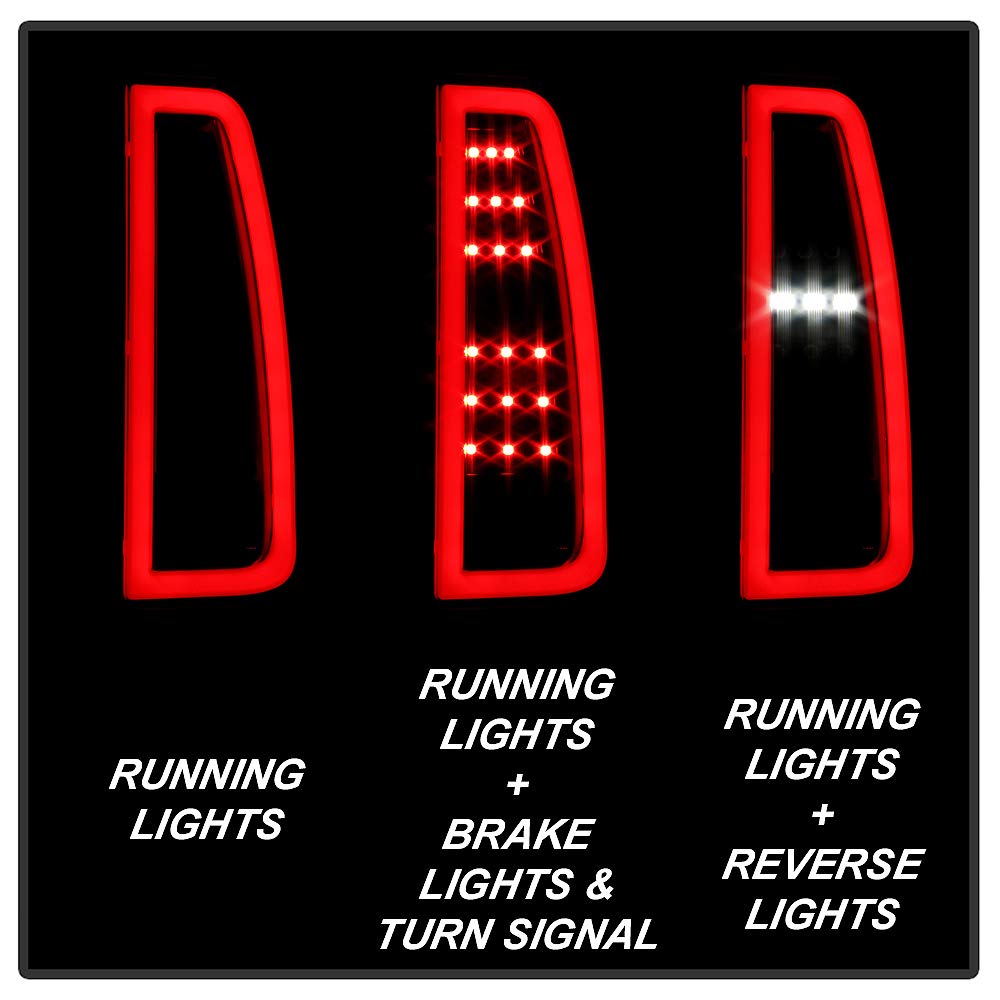 ACANII Black Smoked Full LED Tube Tail Lights Brake Lamps for 2015-2020 Chevy Suburban & Tahoe - Driver & Passenger Side - Upgrade Your Ride with Stylish Nighttime Visibility