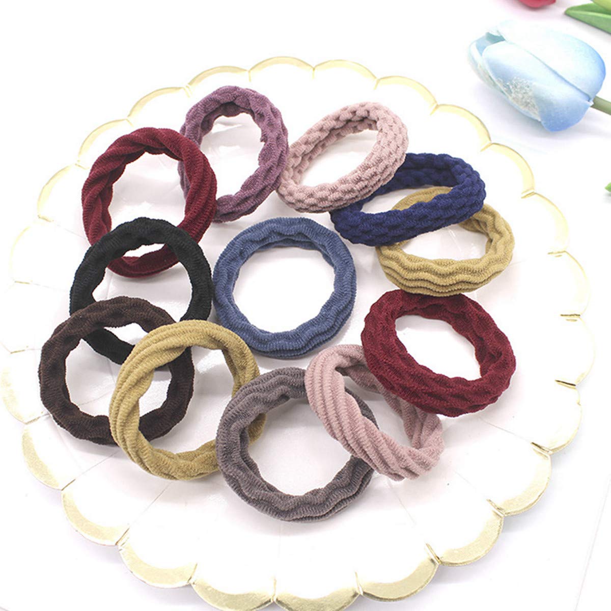 100 Pcs Hair Bobbles for Women & Girls - Soft Cotton Elastic Hair Bands in 10 Colors - Stretchable Hair Ties for Ponytails, Braids & Everyday Hairstyles