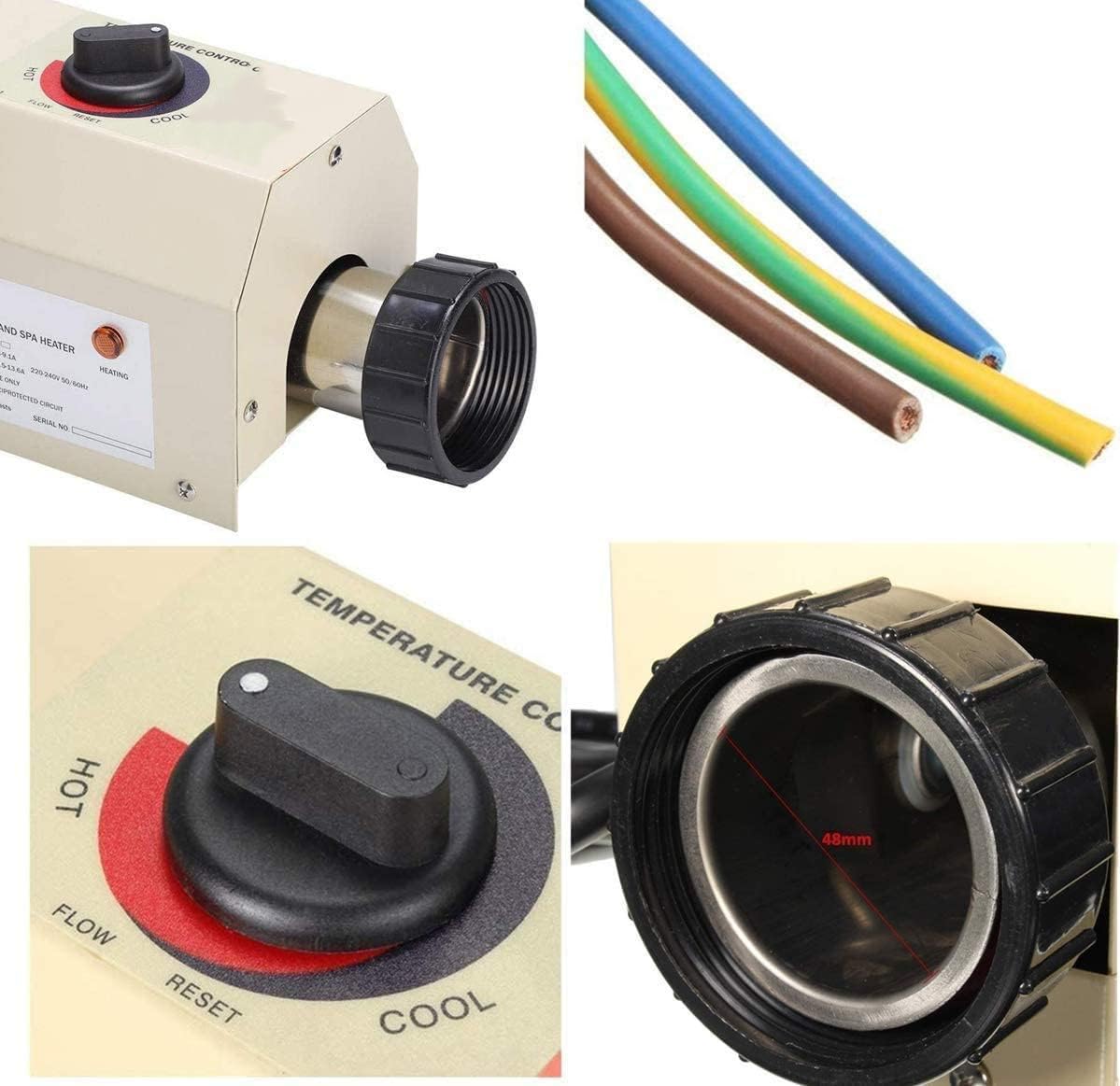 3KW 110V Electric Swimming Pool Heater with Thermostat - Compatible with 0.75KW Circulating Pump for 8-11 Foot Pools (Up to 2000 Gallons) - Tank & SPA Bath Water Heater - Requires 30A GFCI Breaker Installation - Perfect for Backyard Pools, Hot Tubs, and Small Water Tanks