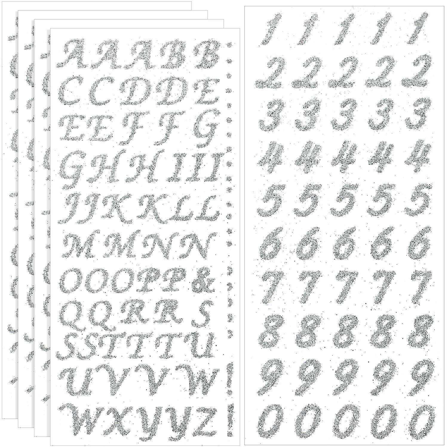 5 Sheets Graduation Cap Stickers - Glitter Alphabet Letter & Rhinestone Number Stickers for DIY Grad Cap Decoration (Silver) | Perfect for Graduation Parties, Photo Props & Craft Projects