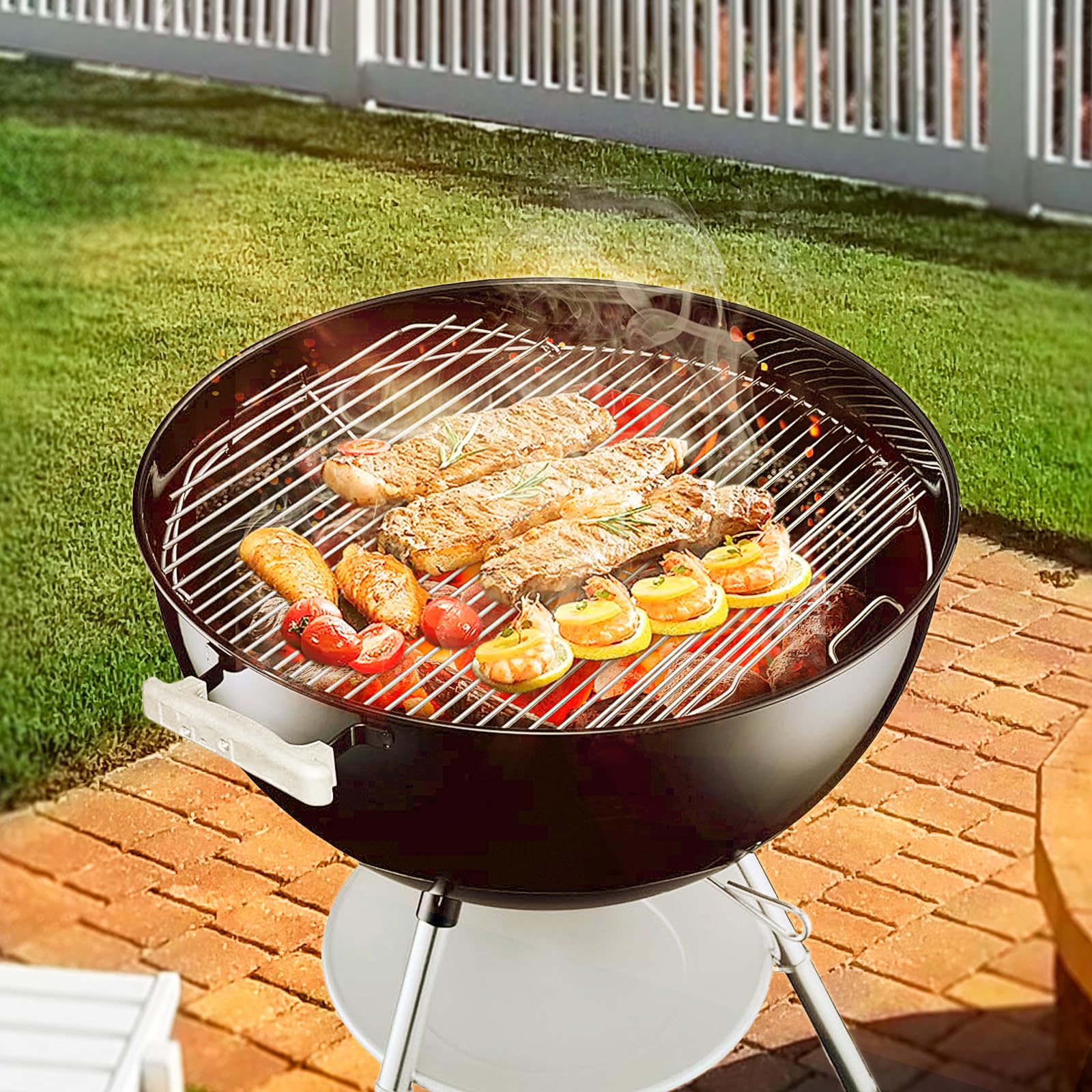 **Weber 22 Inch Hinged Cooking Grate 7436 – Replacement Charcoal Grill Grate for Weber One-Touch, Performer & Bar-B-Kettle Series – Perfect for BBQ, Grilling, and Outdoor Cooking**