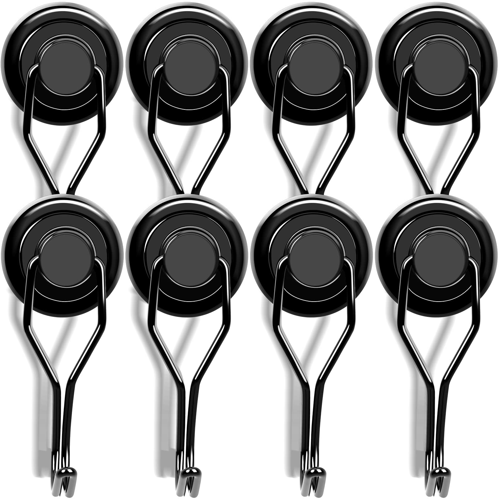 LOVIMAG 8-Pack Magnetic Hooks - Heavy Duty for Garage, Fridge & Travel